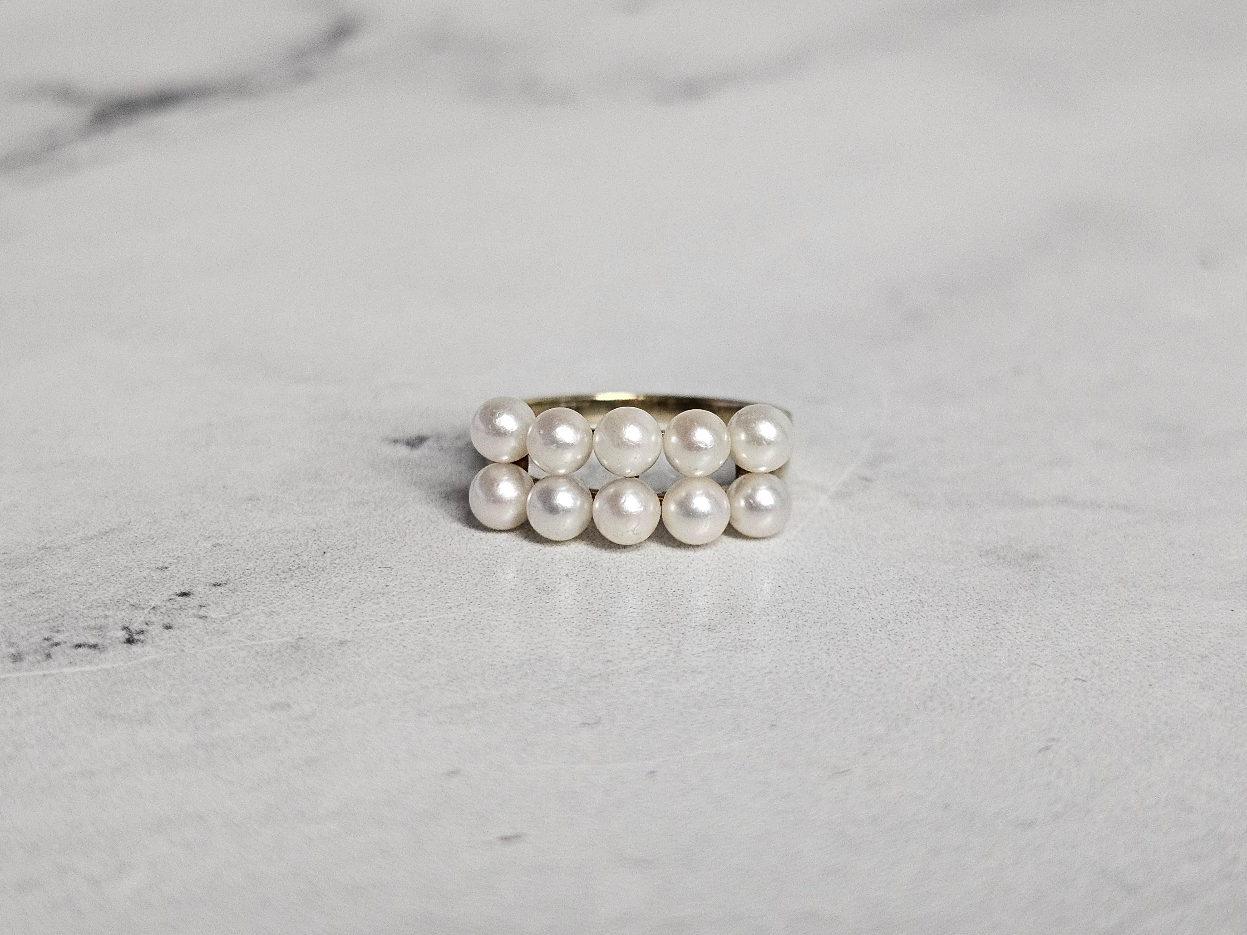 Freshwater Pearl Cluster Ring 14k Yellow Gold