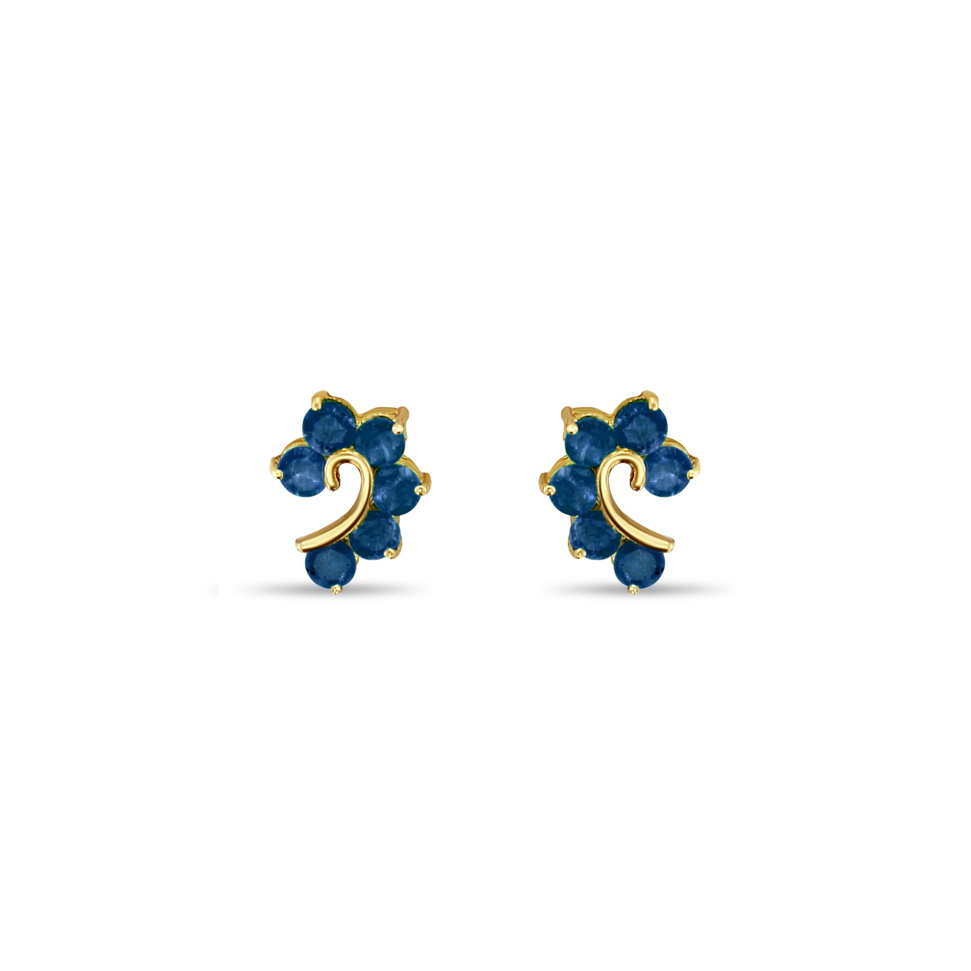 Clous d'oreilles en saphir en forme de question en or jaune 14 carats