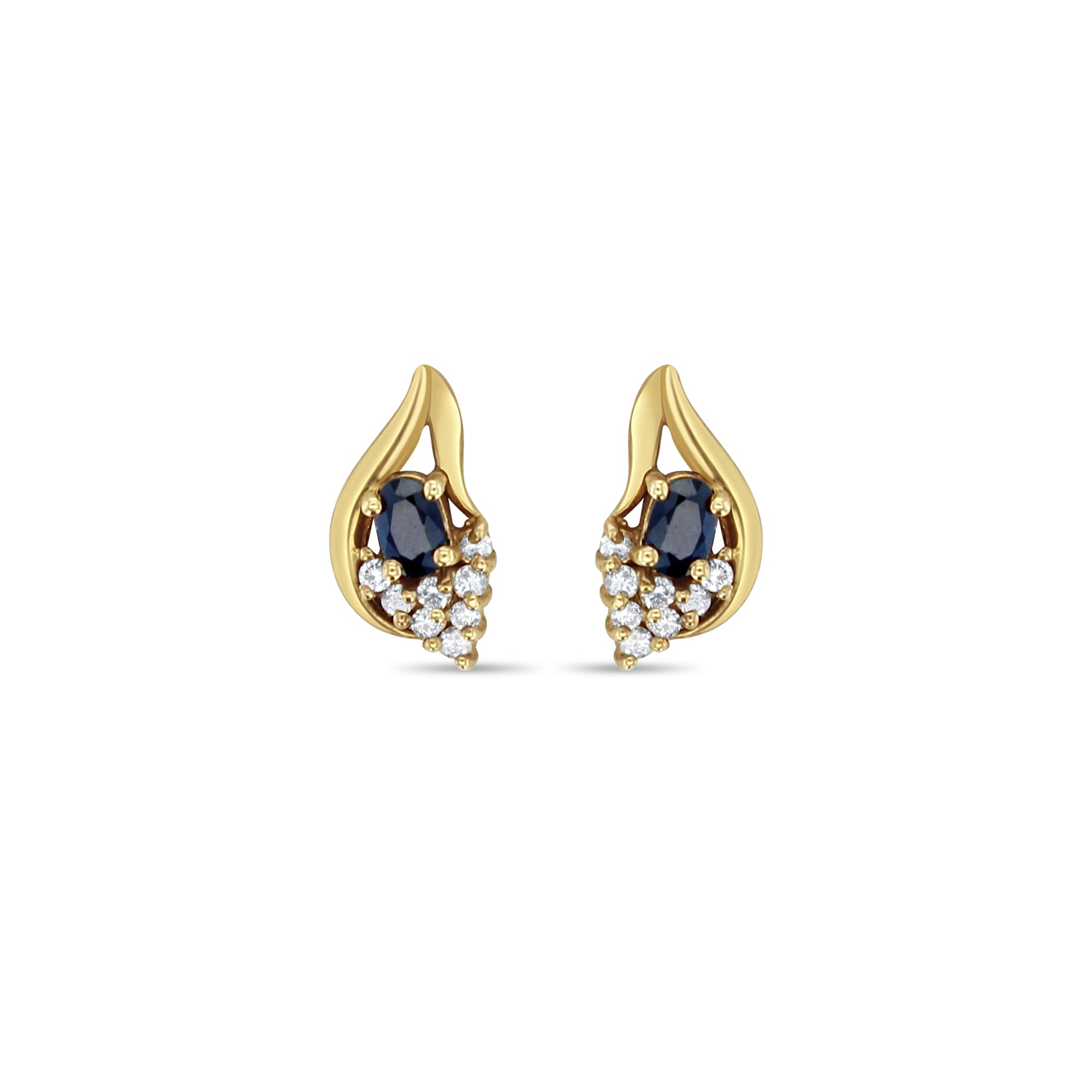 Pendientes de zafiro y diamantes en oro amarillo de 14 k