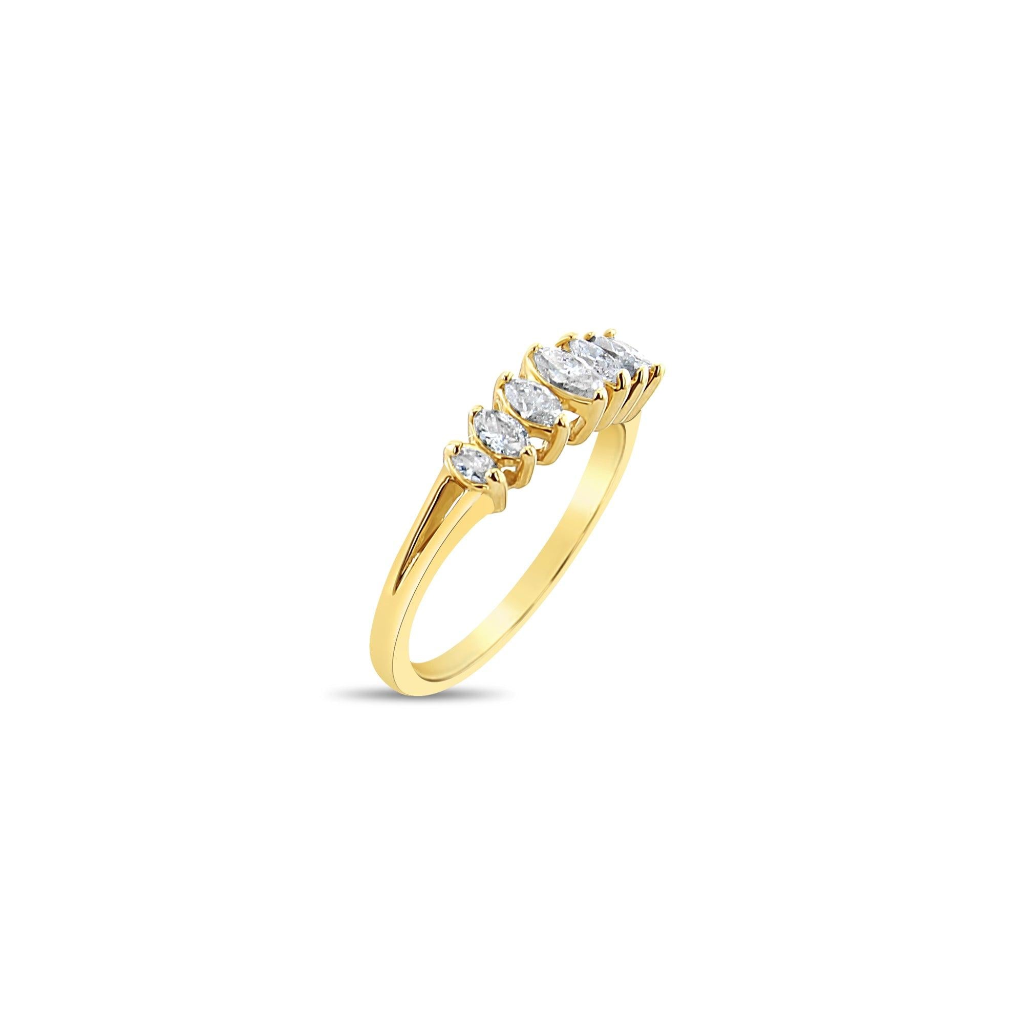 Half Carat Marquise Diamond Ring 14k Yellow Gold