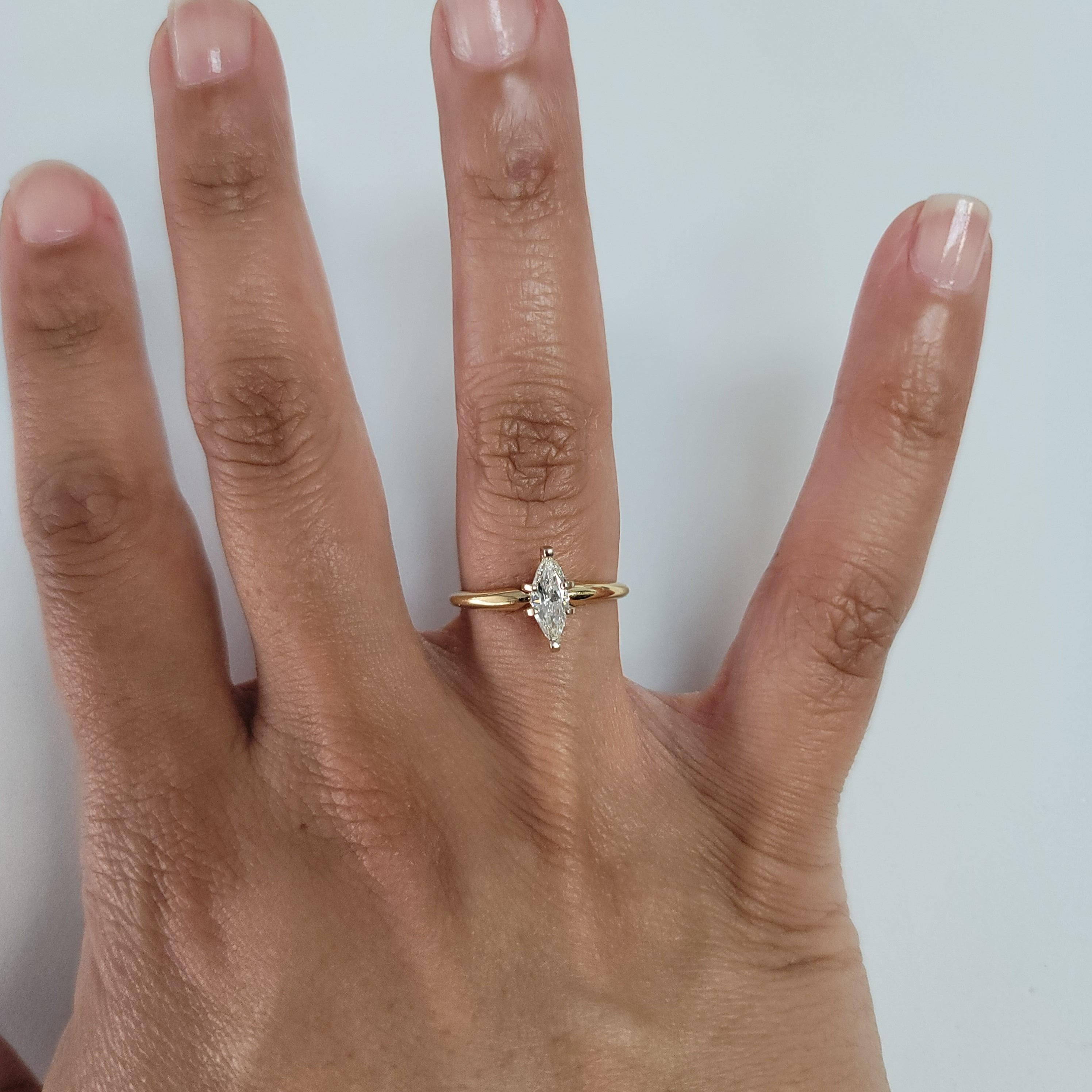 Half Carat Marquise Solitaire Diamond Engagement Ring