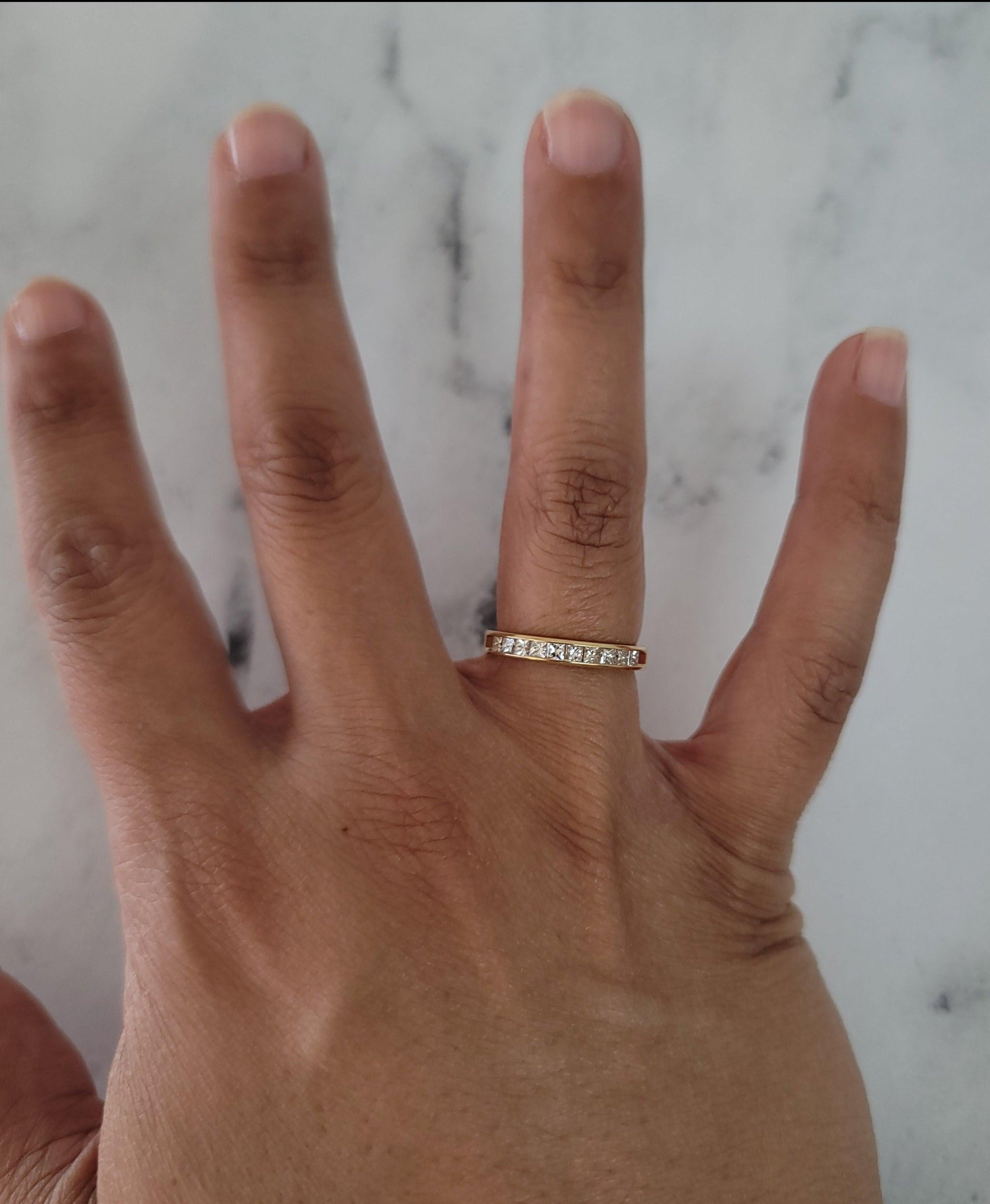 Half Carat Princess Cut Diamond Wedding Band 14k Yellow Gold