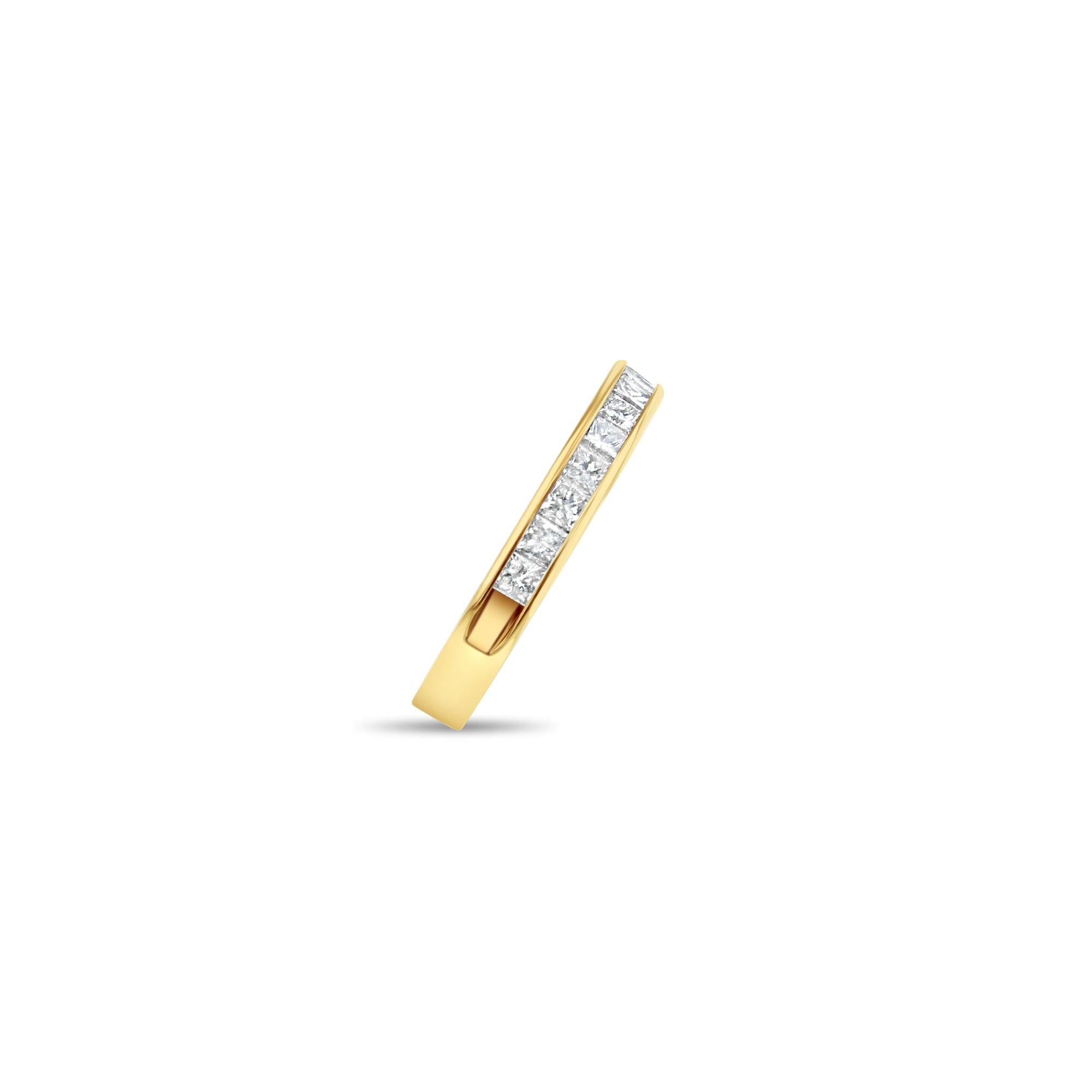 Half Carat Princess Cut Diamond Wedding Band 14k Yellow Gold