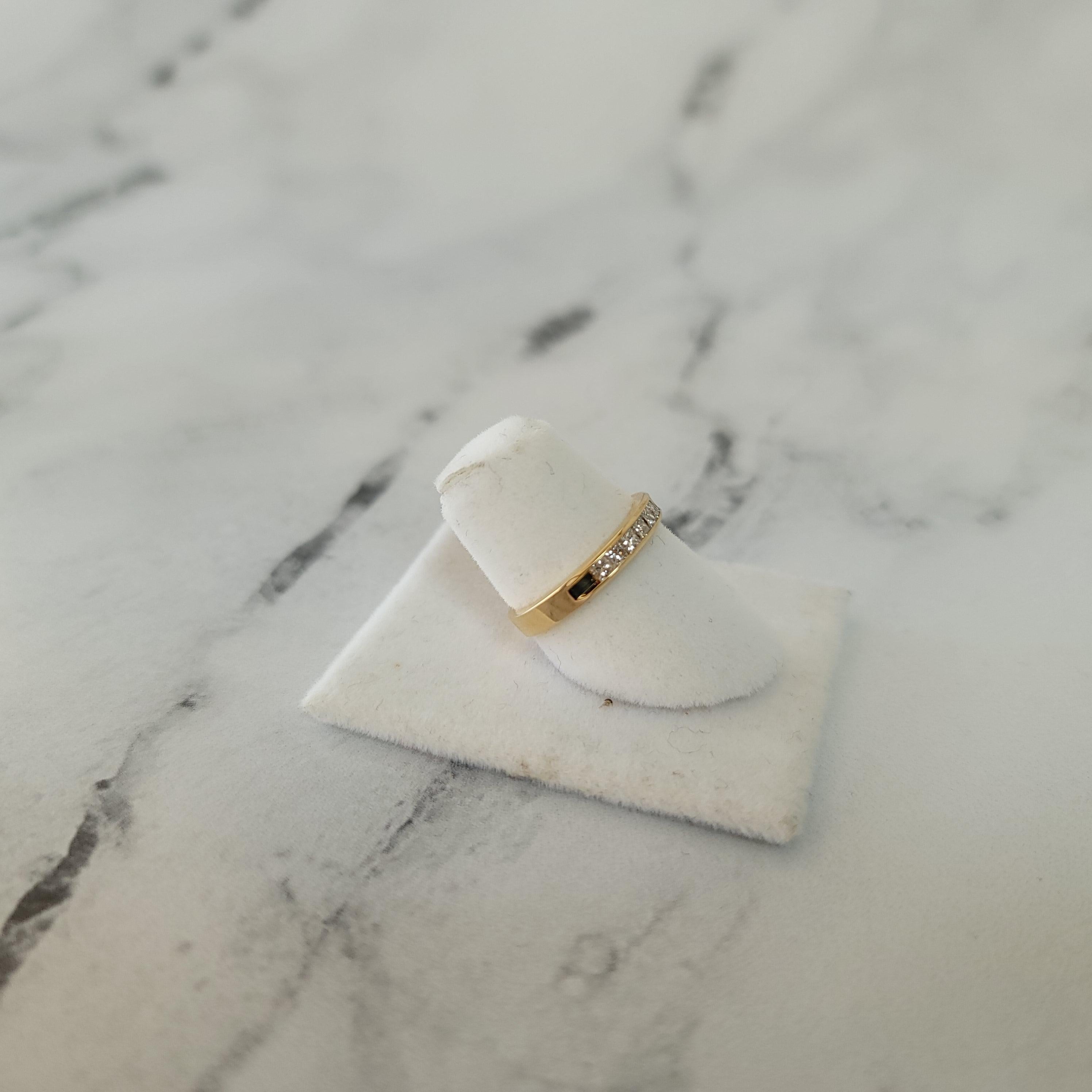 Half Carat Princess Cut Diamond Wedding Band 14k Yellow Gold