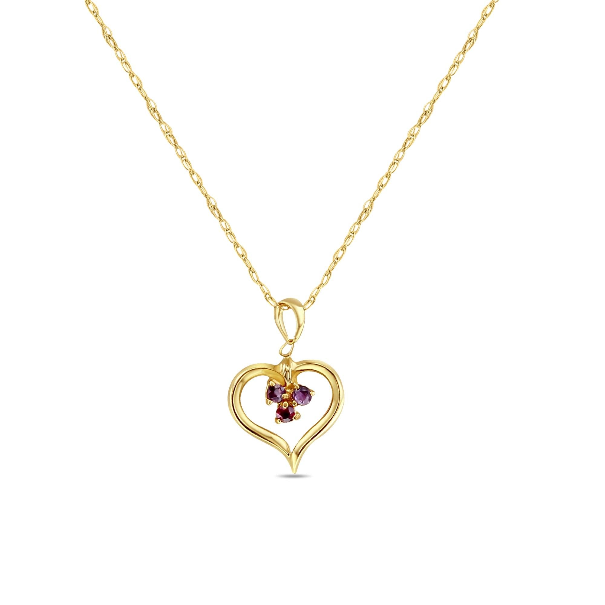 Heart Shaped Cluster Ruby Necklace 14k Yellow Gold