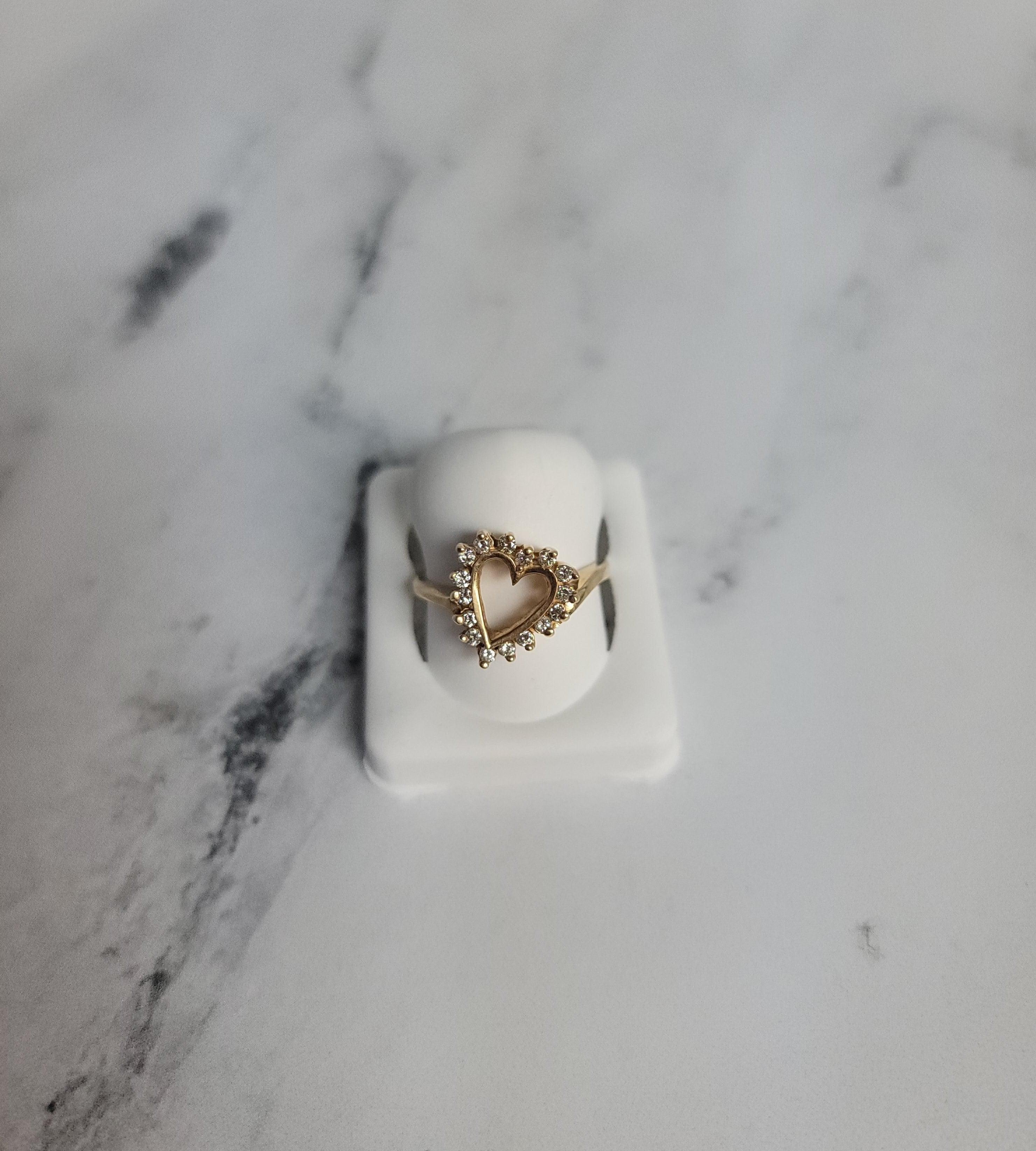 Heart Shaped Diamond Ring .25cttw 14k Yellow Gold