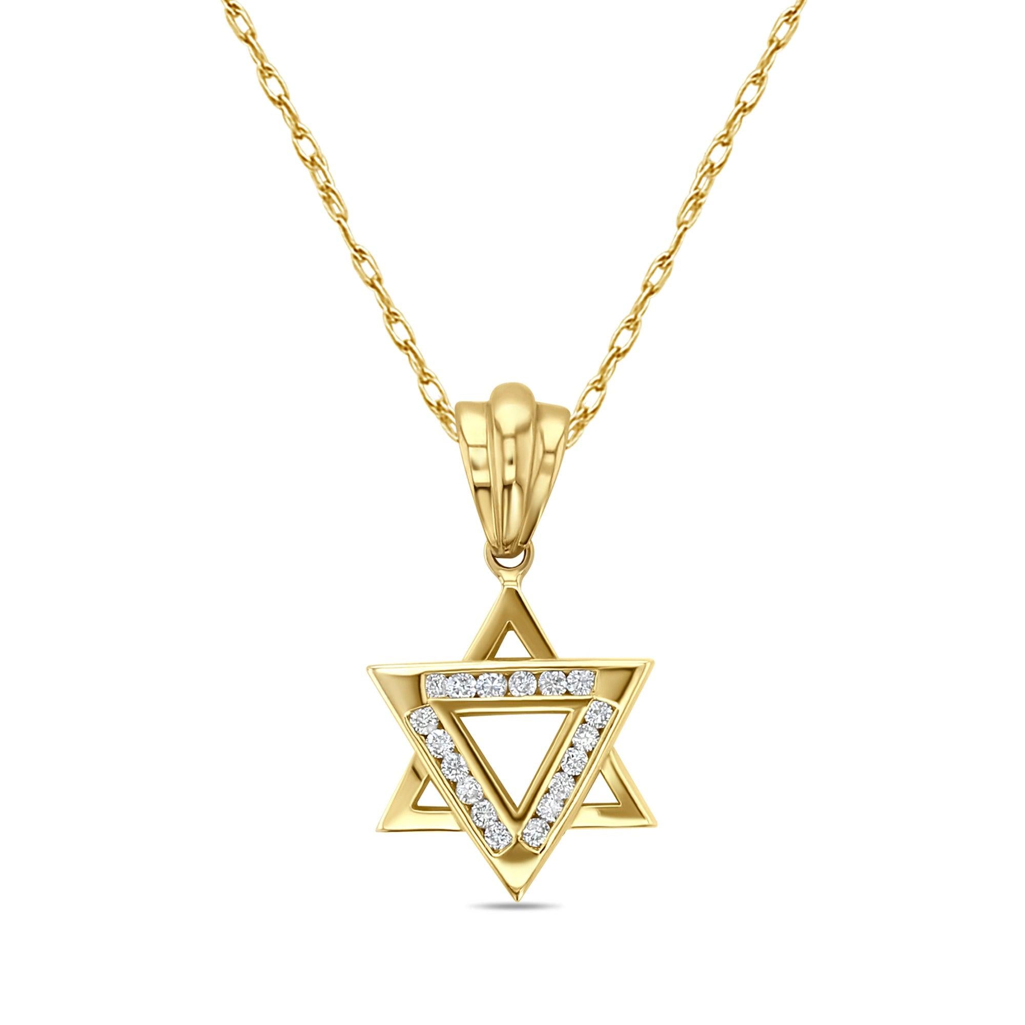 Jewish Star of David Diamond Necklace