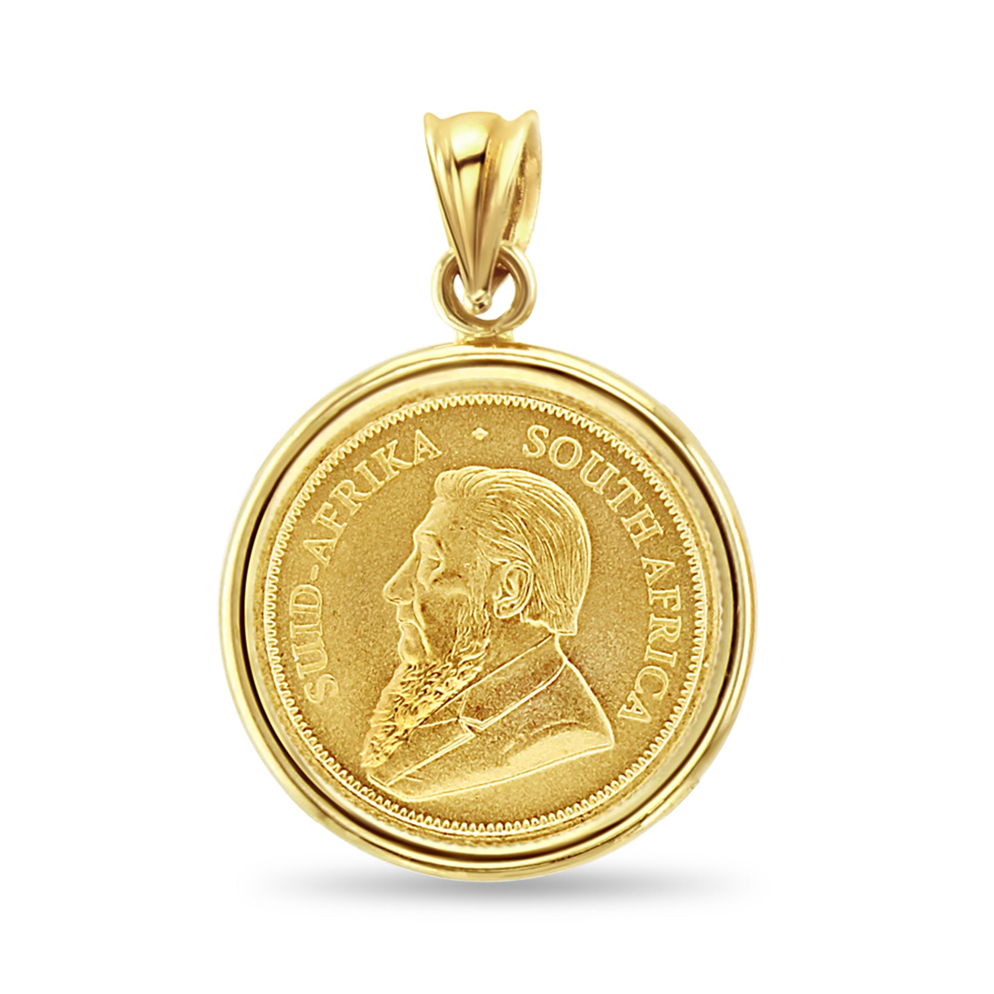 Collar con moneda de oro Krugerrand sudafricano de 1/10 oz