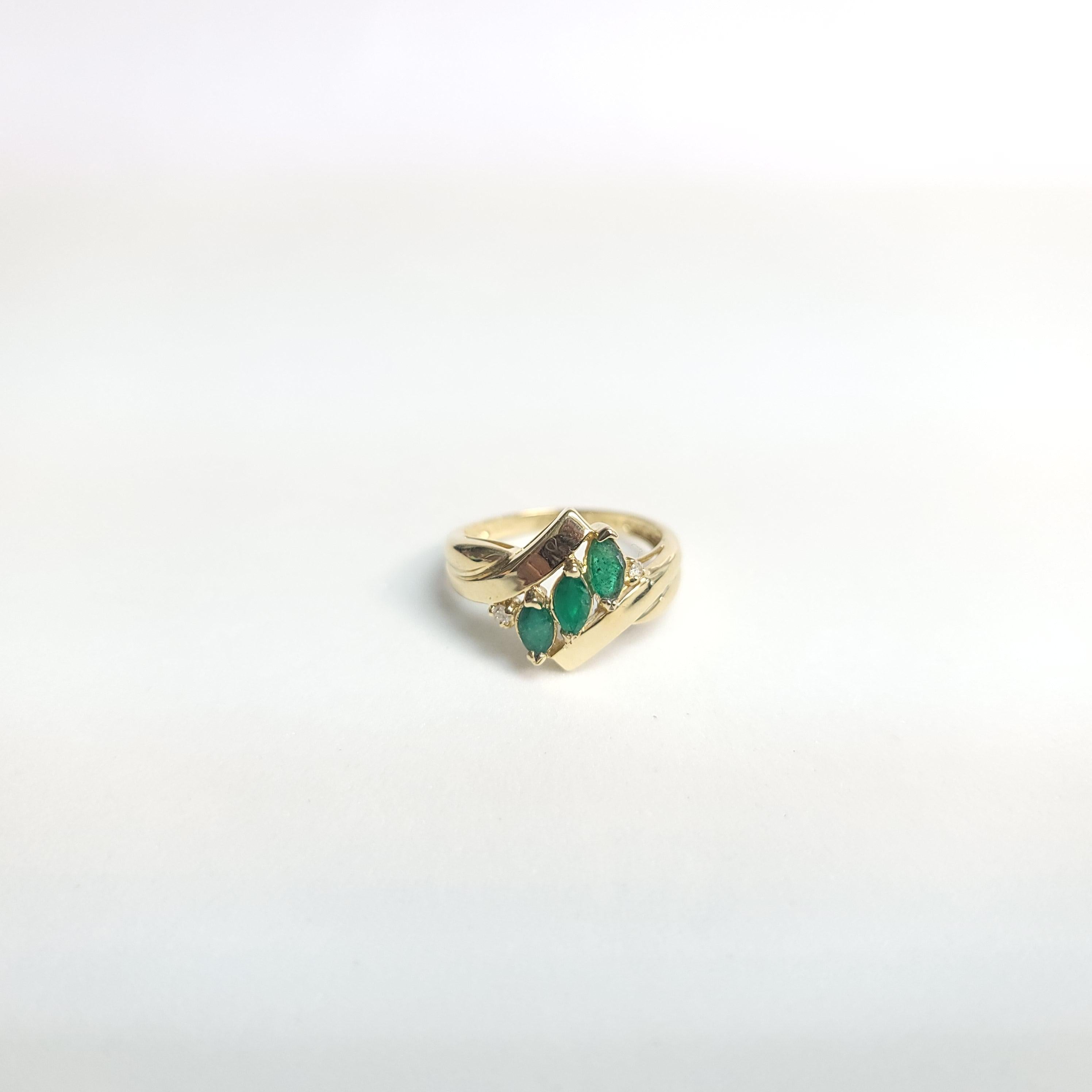 Marquise Emerald & Diamond Diagonal Row Cocktail Ring