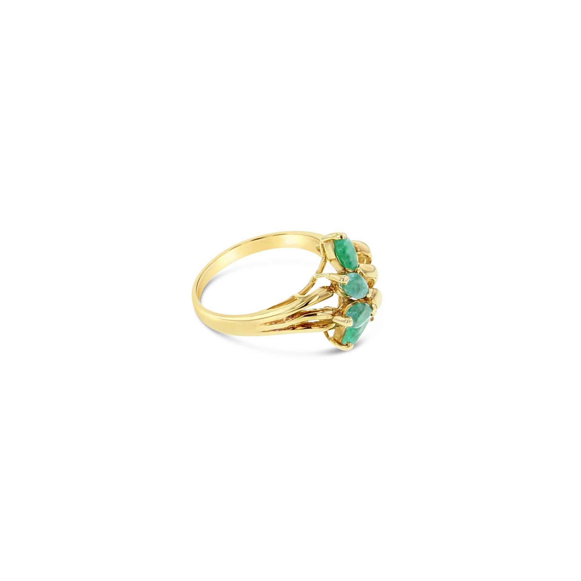 Marquise Emerald & Diamond Ring .33cttw 14k Yellow Gold