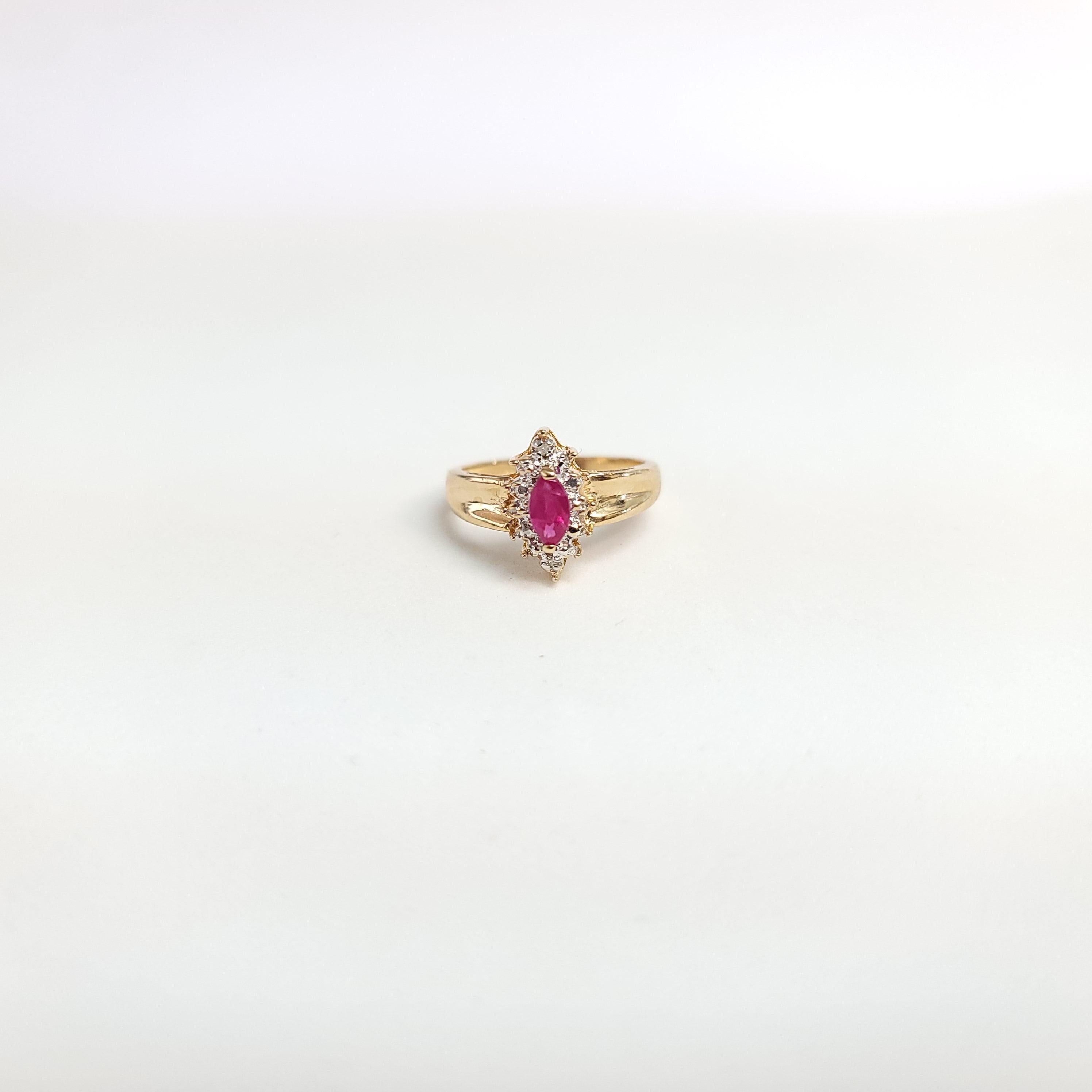Marquise Ruby Center with Diamond Halo Ring
