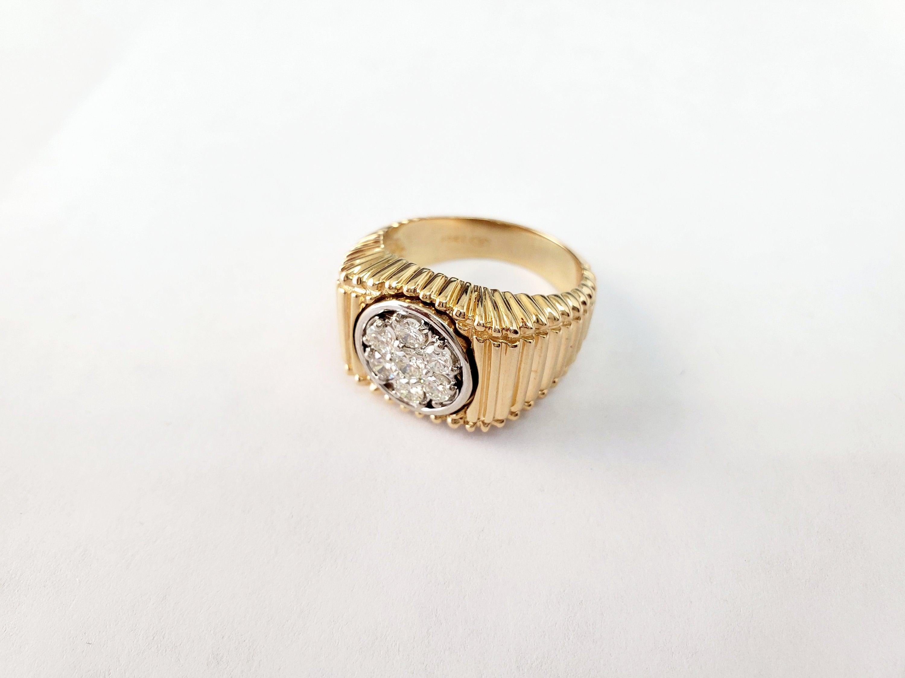 Men's Diamond Cluster Ring .75cttw 14k Yellow Gold