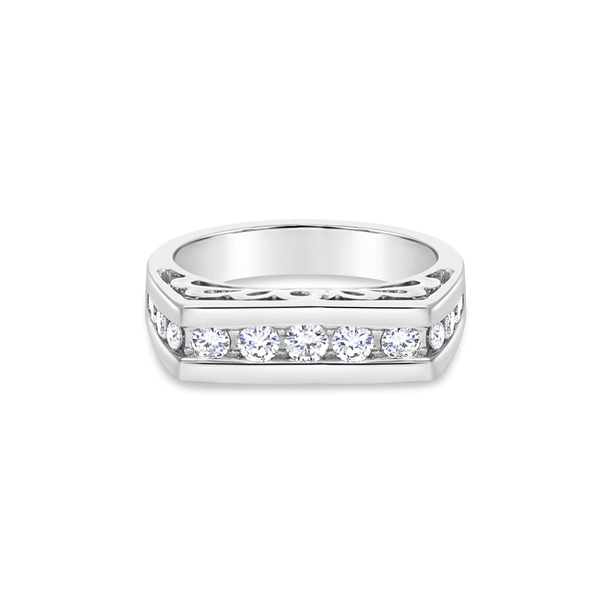 Mens Diamond Wedding Band .80cttw 14k White Gold