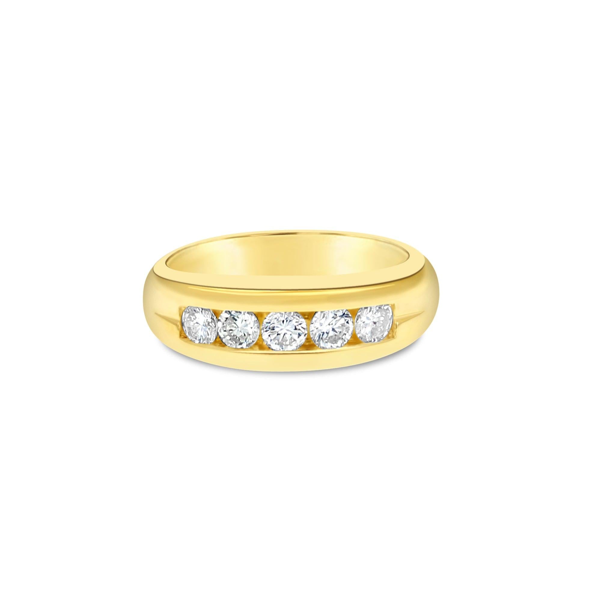 Mens Diamond Wedding Band .82cttw 14k Yellow Gold