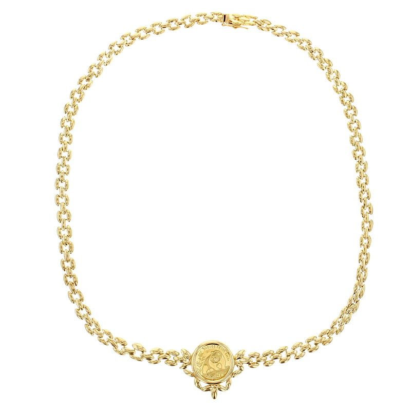 1/20OZ Panda Coin Necklace with Polished Gold Link Chain