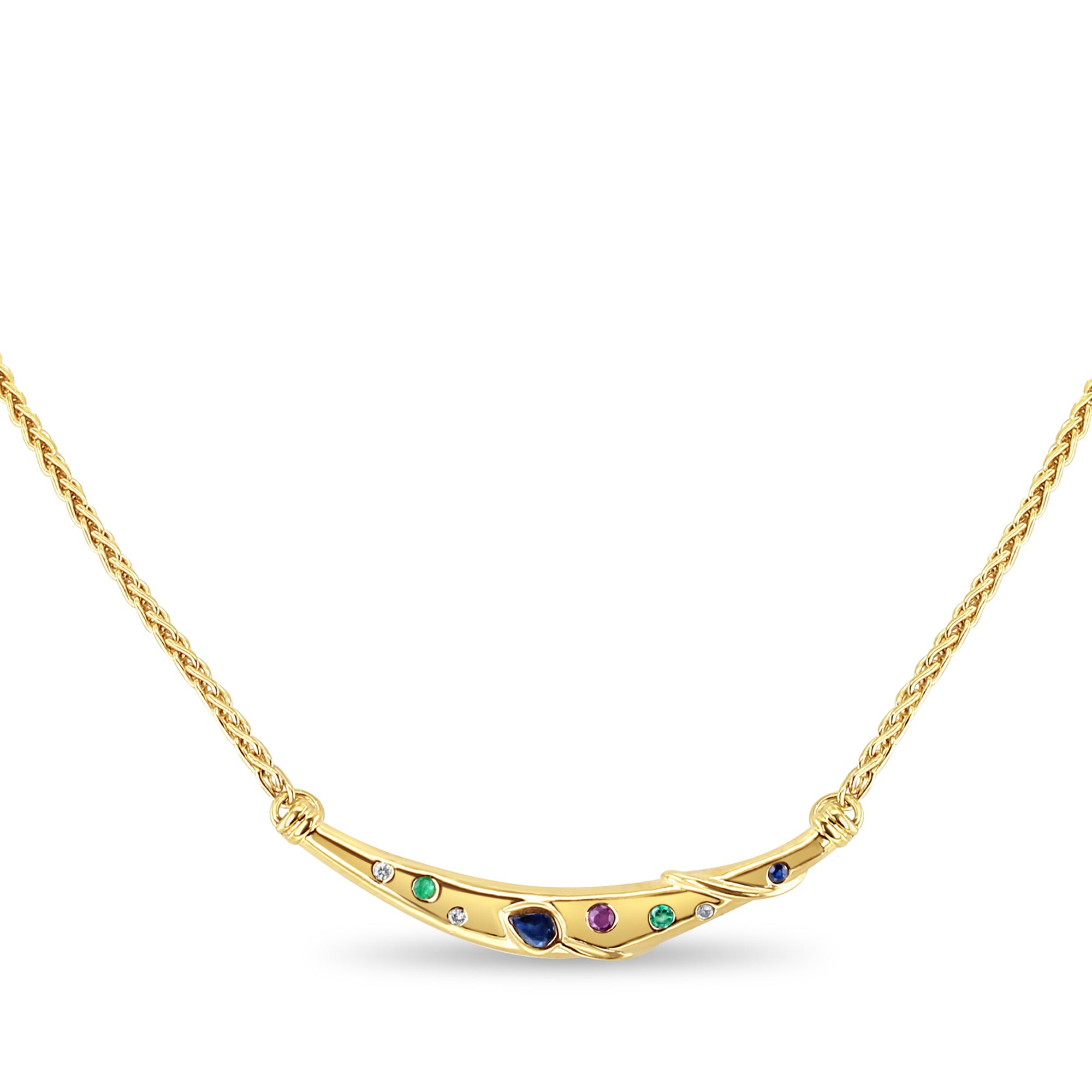 Collar de arco con piedras preciosas variadas