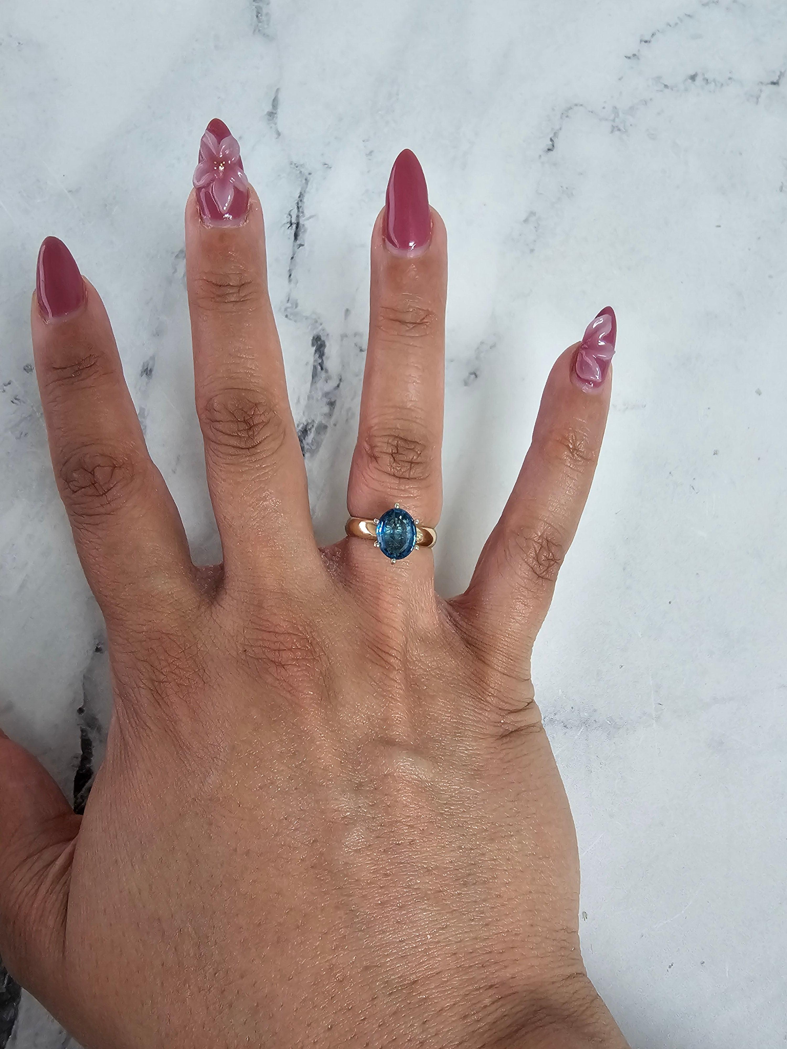 One Carat London Blue Topaz Engagement Ring