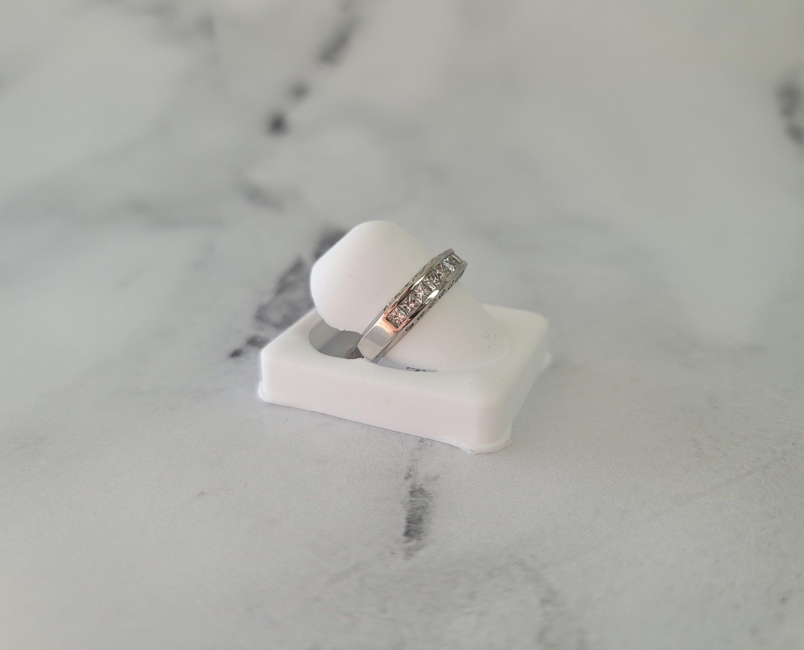 One Carat Princess Cut Diamond Band 14k White Gold