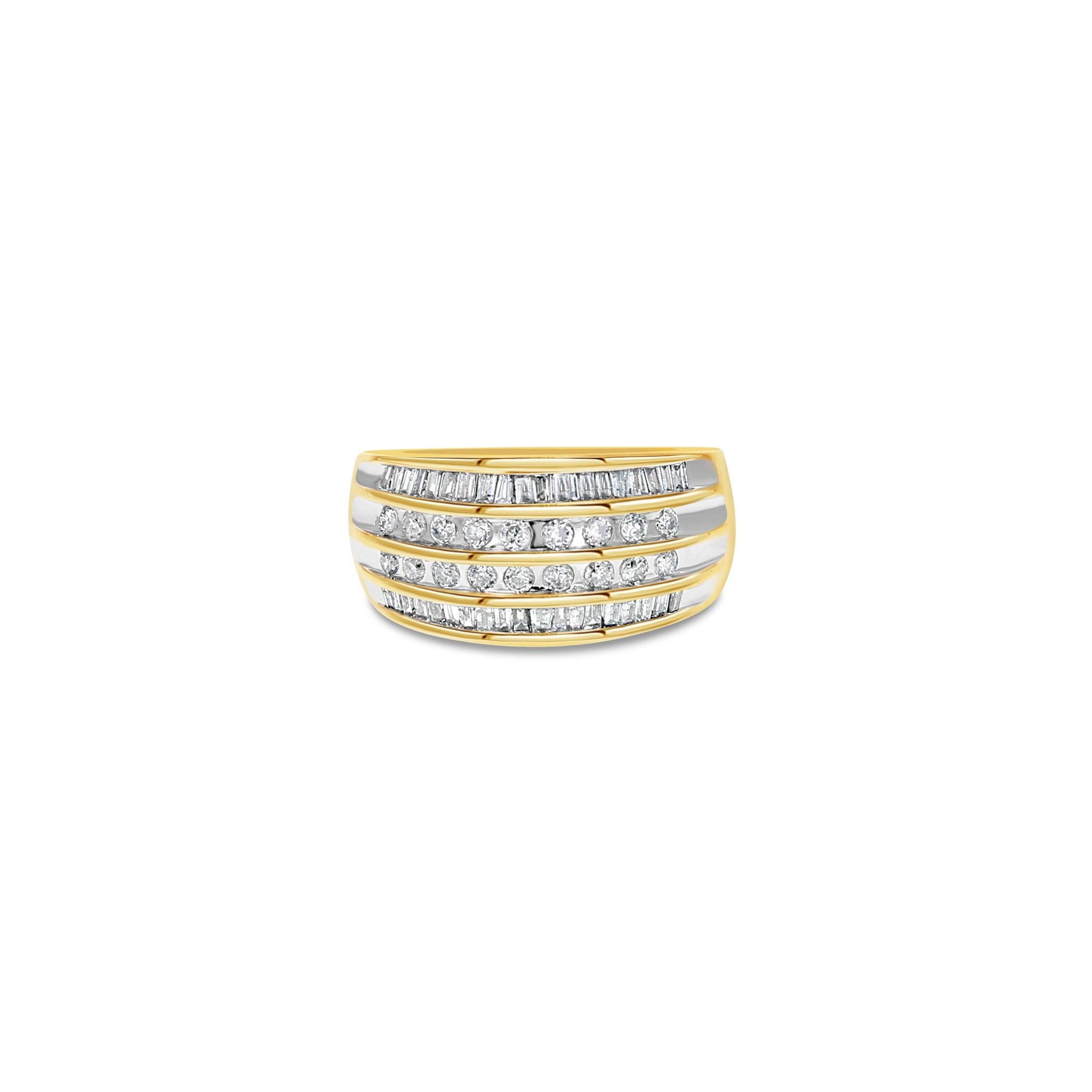 One Carat Round & Baugette Diamond Cocktail Ring