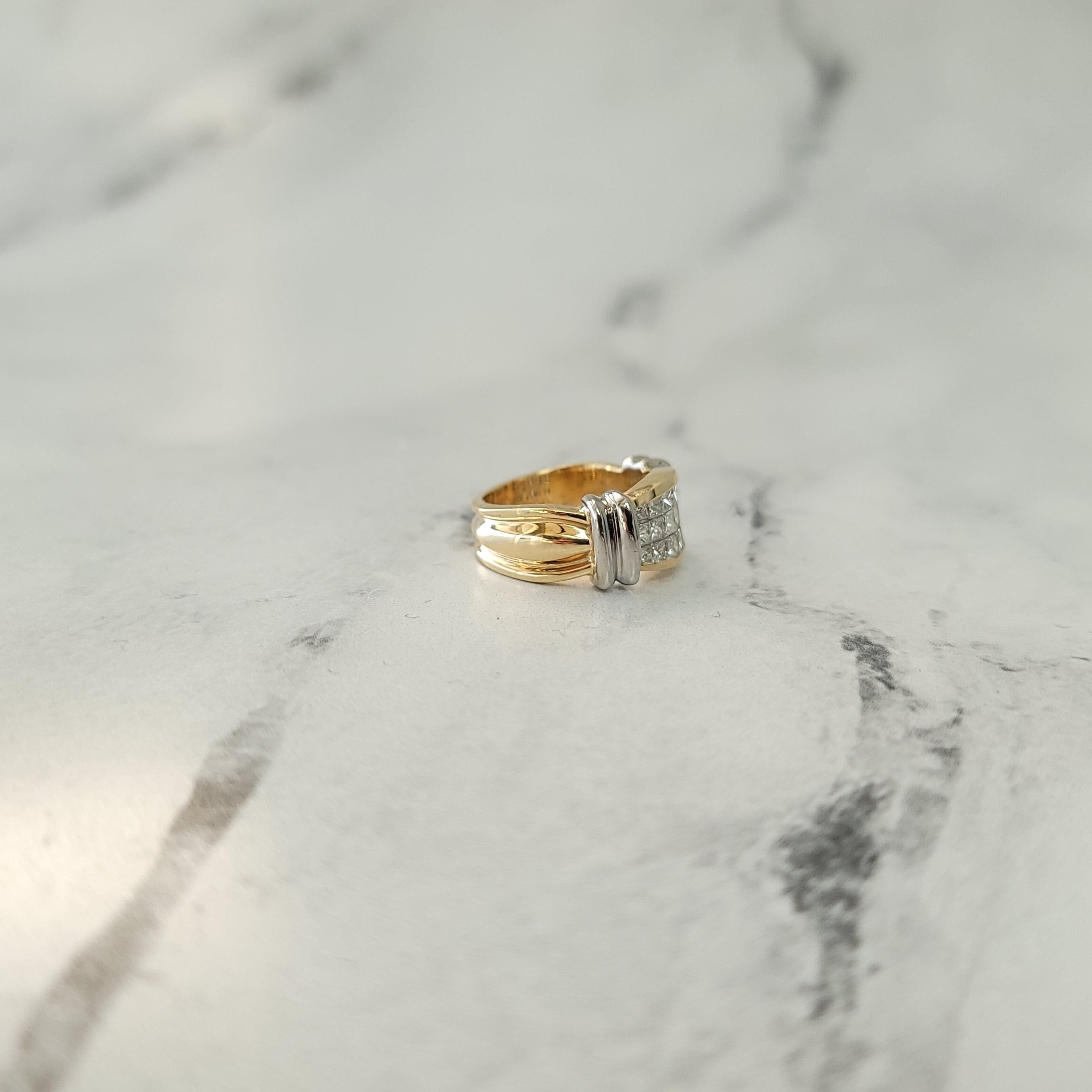 One Carat Three Row Princess Two-Toned Diamond Band