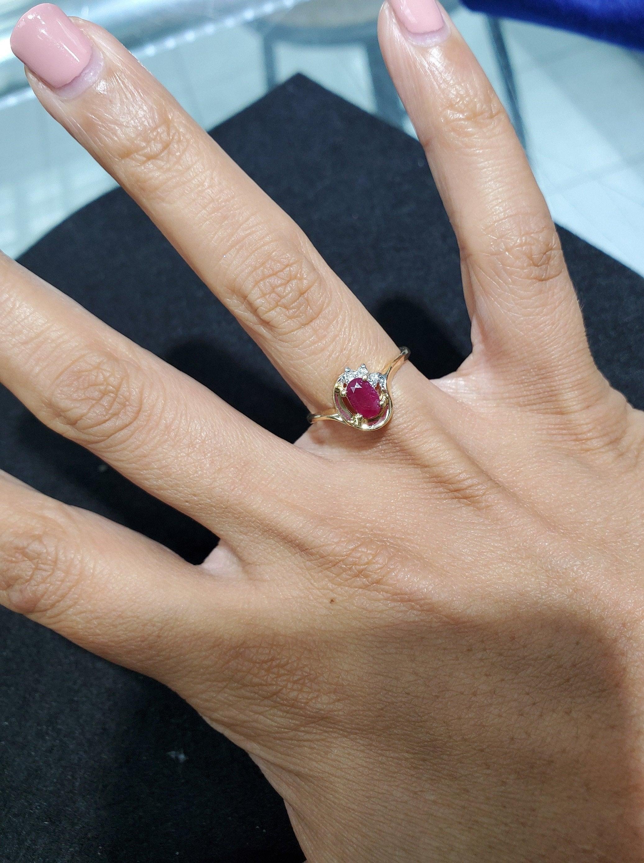 Oval Ruby Diamond Vintage Statement Ring