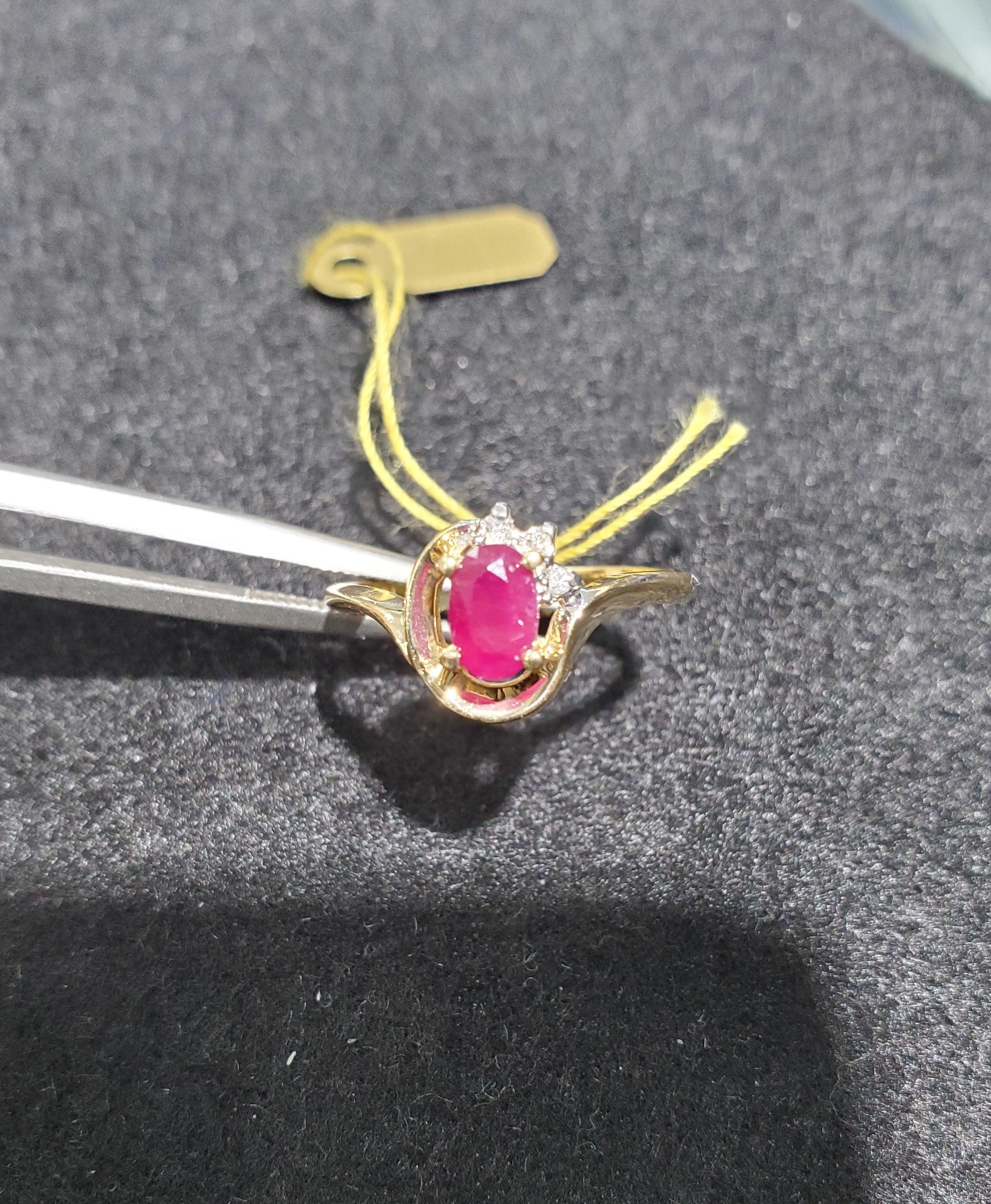 Oval Ruby Diamond Vintage Statement Ring