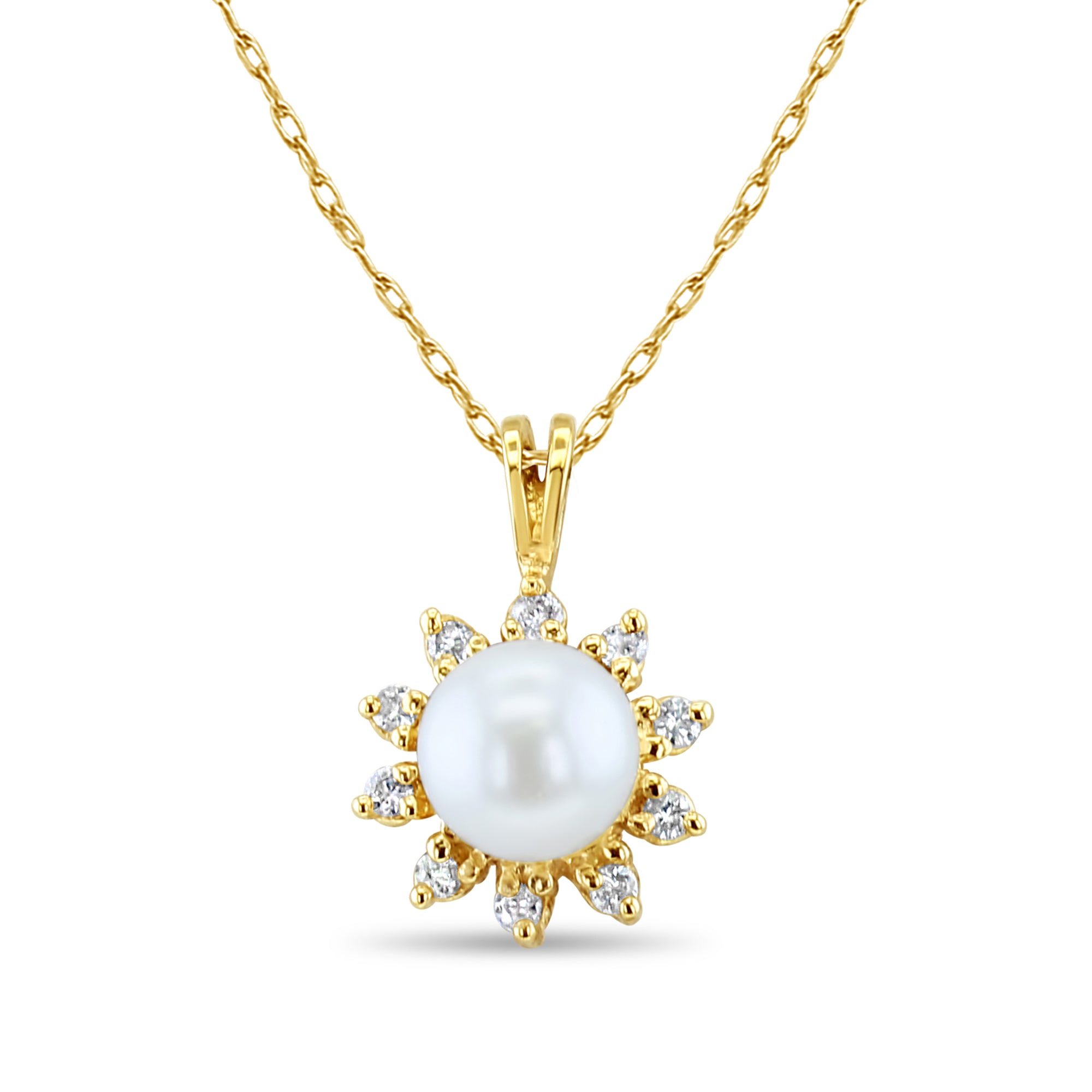 Freshwater Pearl Diamond Halo Necklace