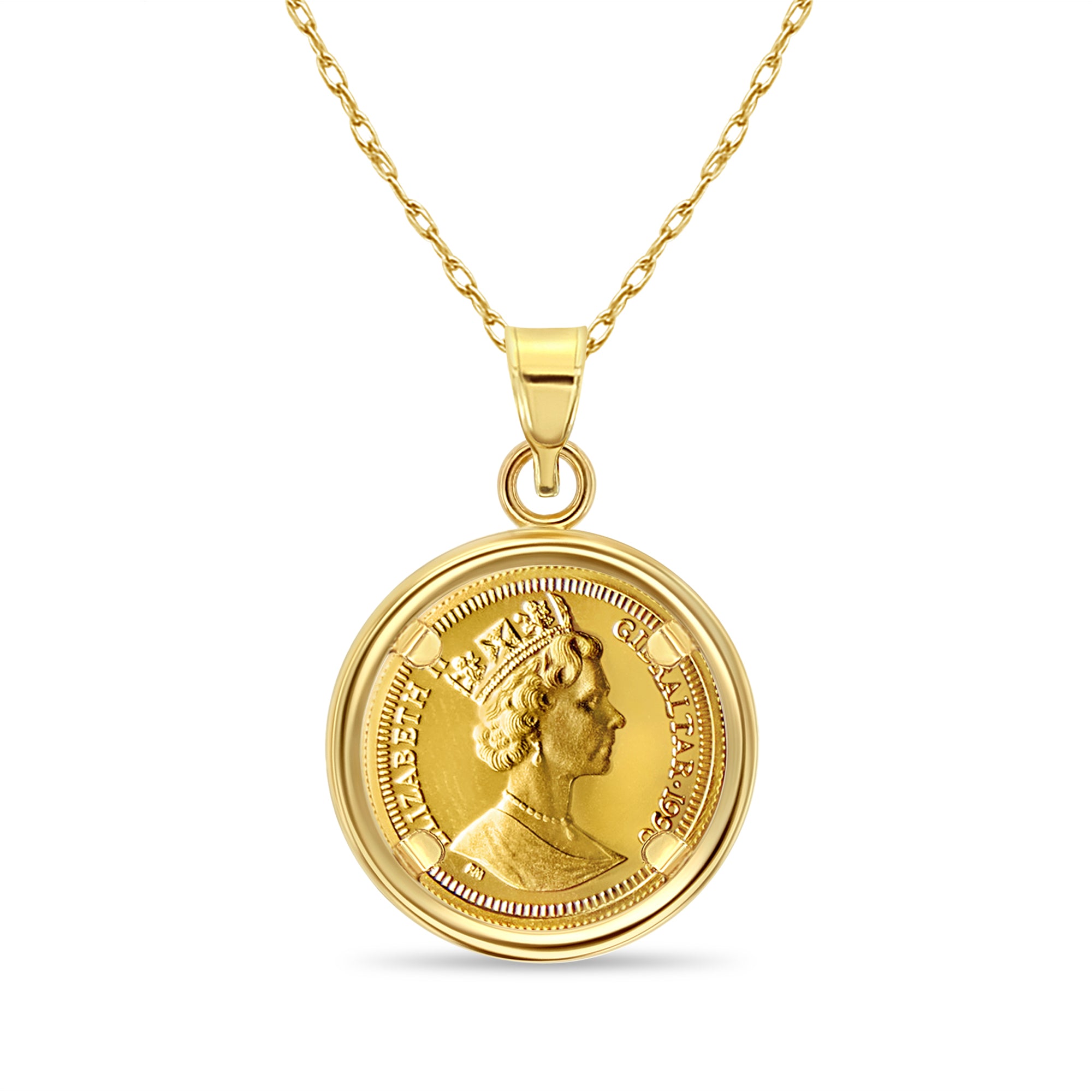 1/25OZ Gibraltar Gold Coin Pendant
