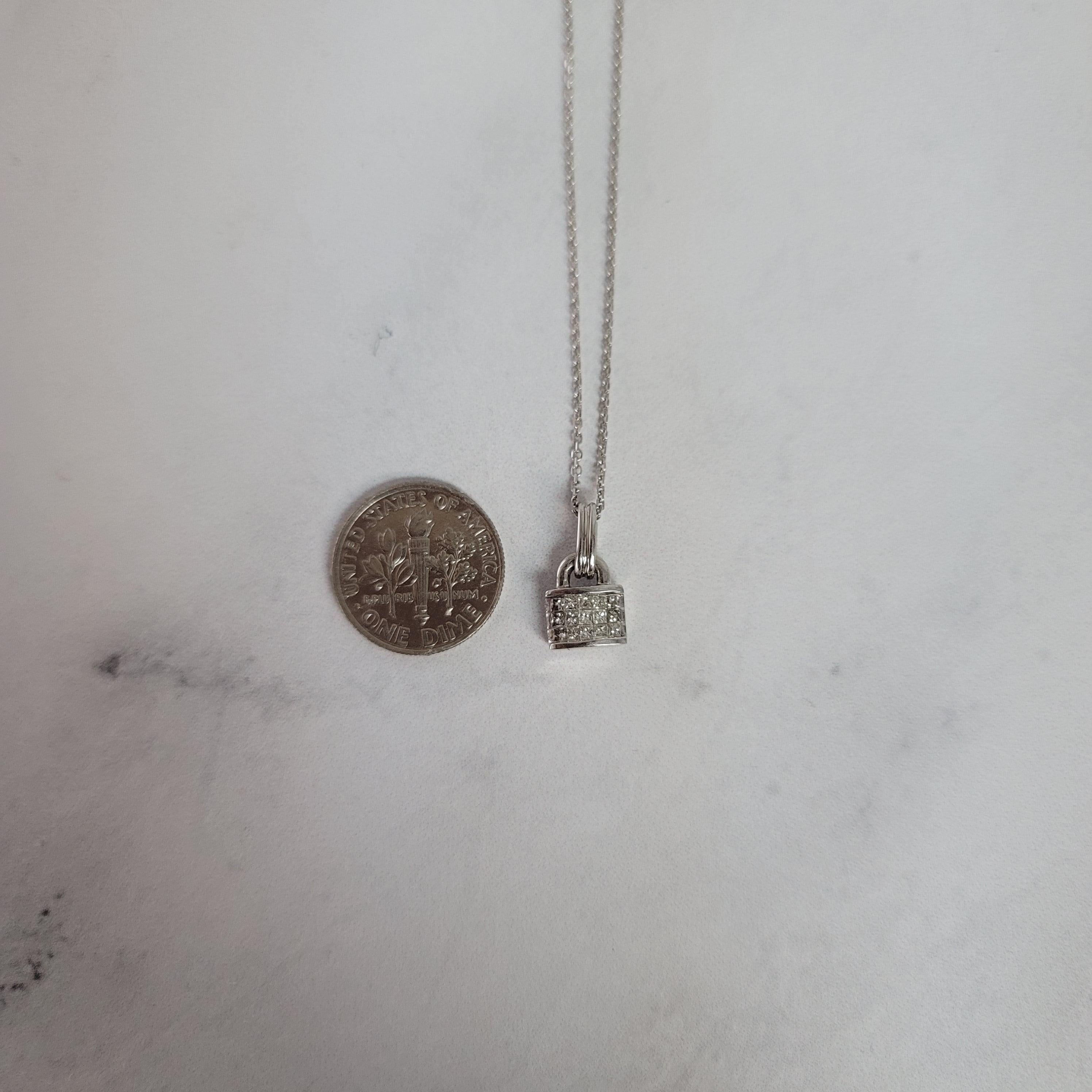 Princess Cut Diamond Padlock Necklace