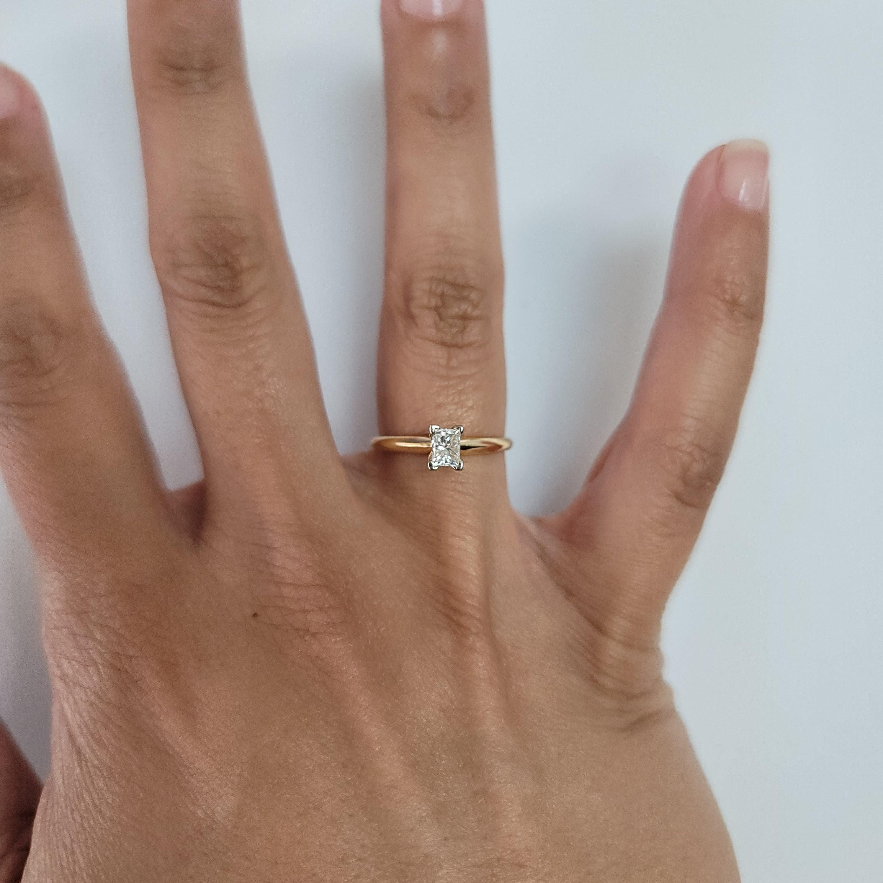 Quarater Carat Emerald Cut Solitaire Diamond Engagement Ring