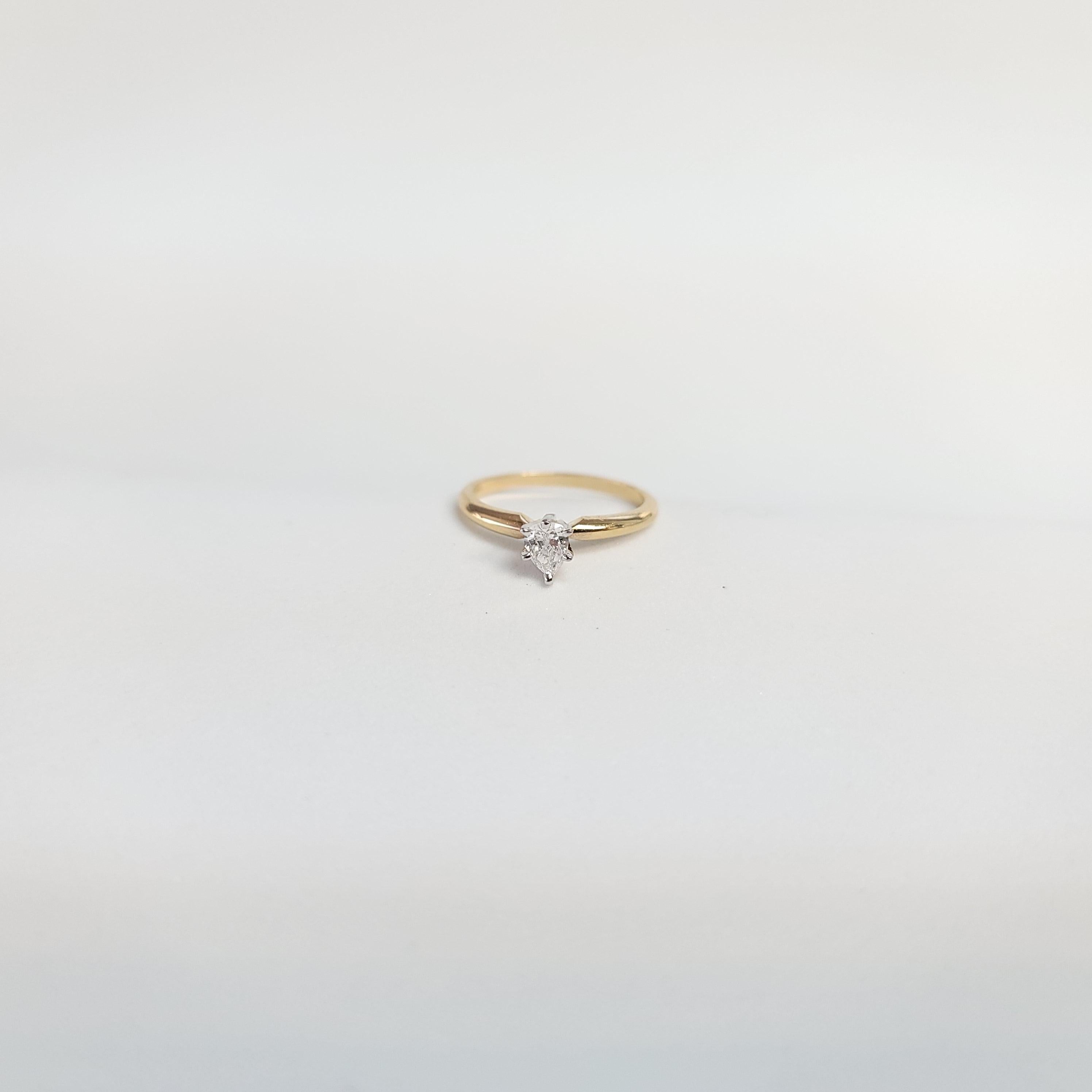 Quarter Carat Pear Solitaire Diamond Engagement Ring