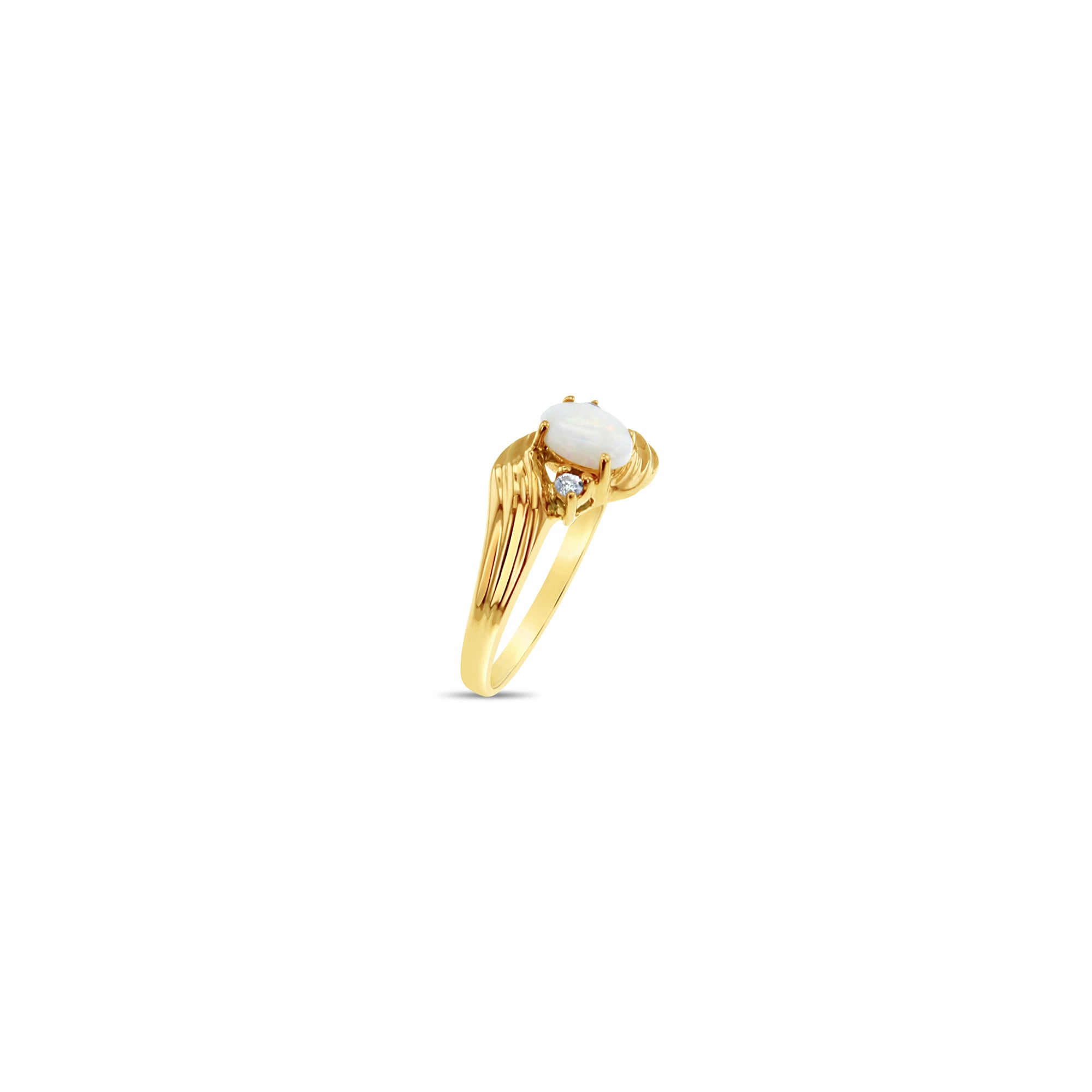 Oval Opal Ring with Diamond Accents