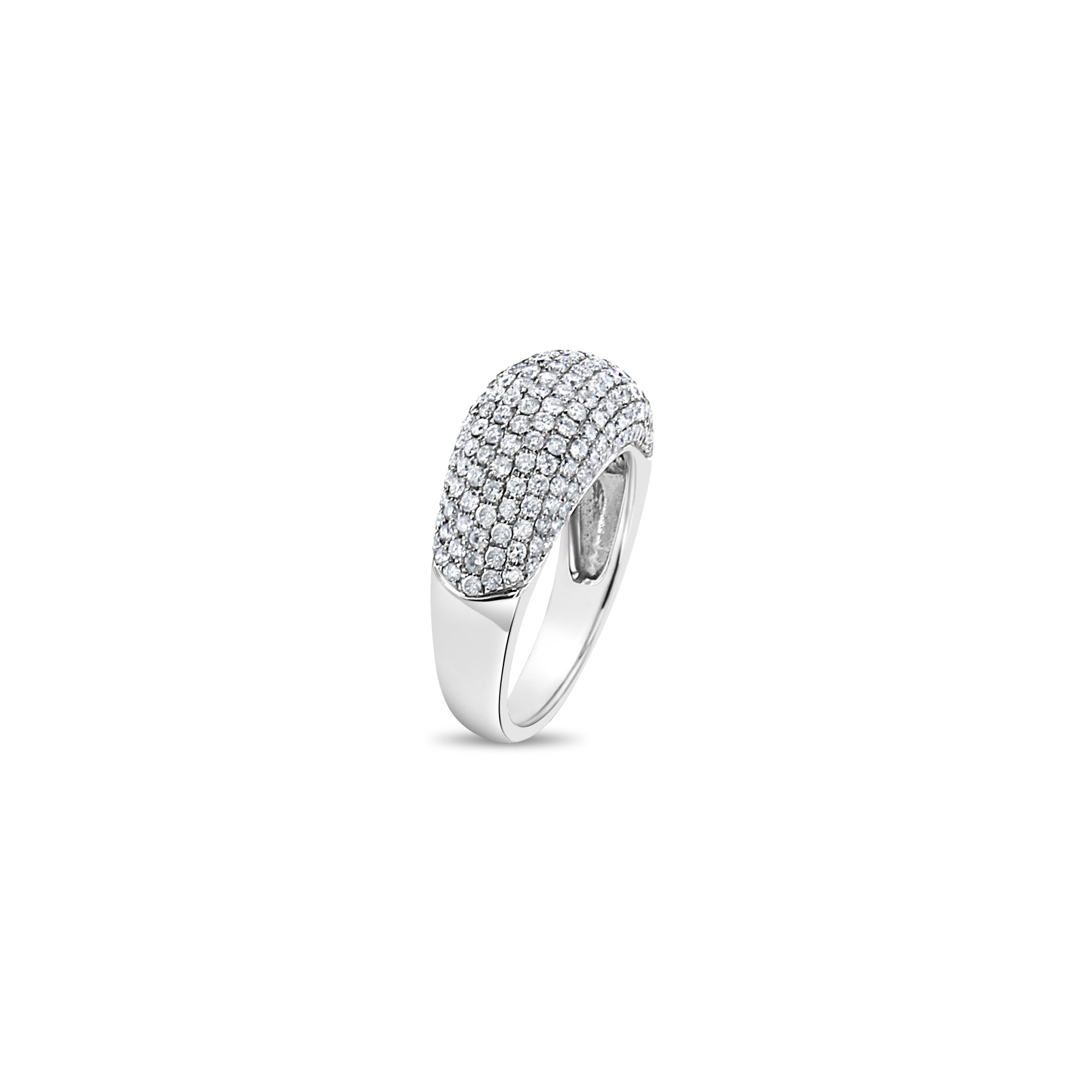 Alianza de boda de oro blanco de 18 k con pavé de diamantes de 2 quilates