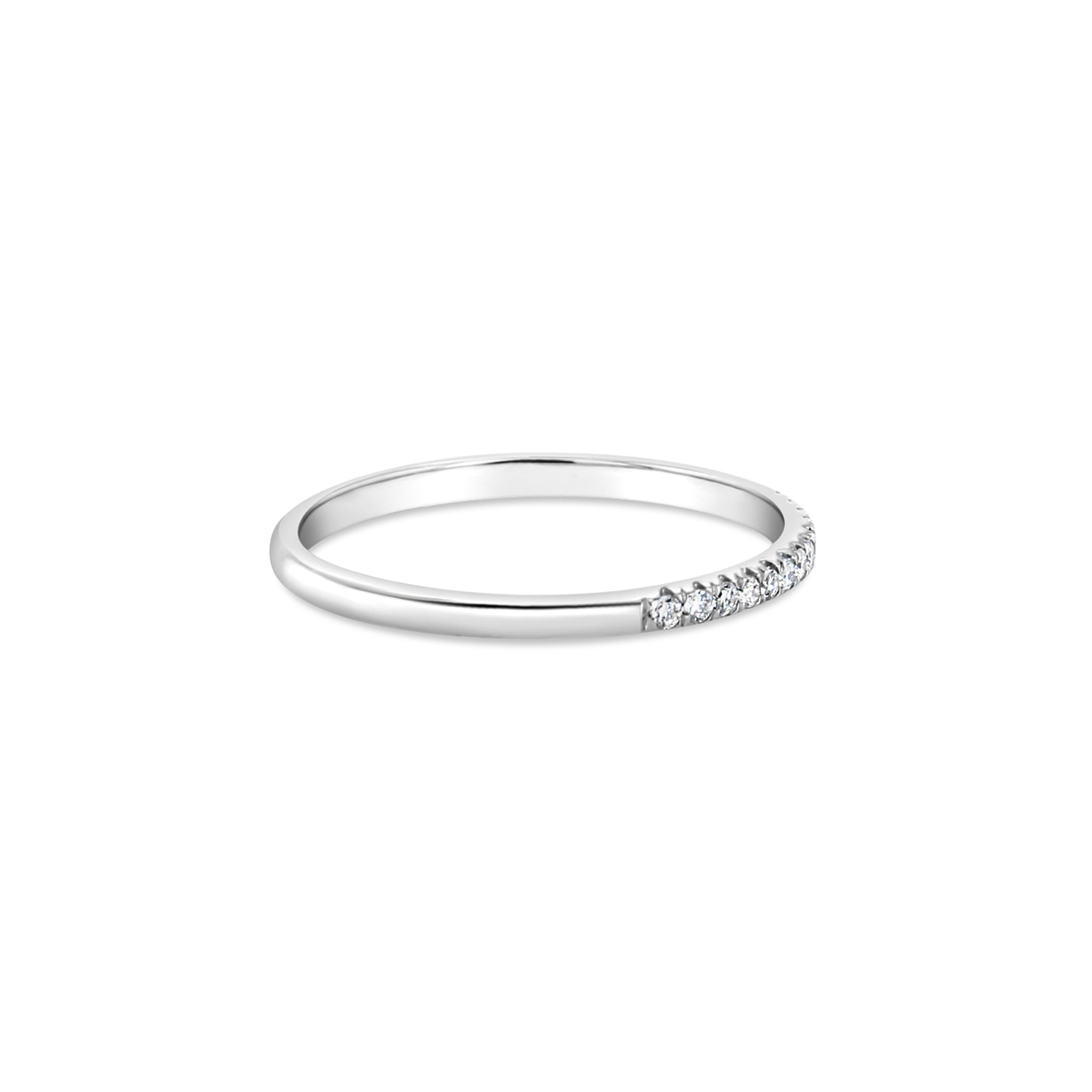 Anillo para el dedo meñique con diamantes delicados en oro blanco de 18 k