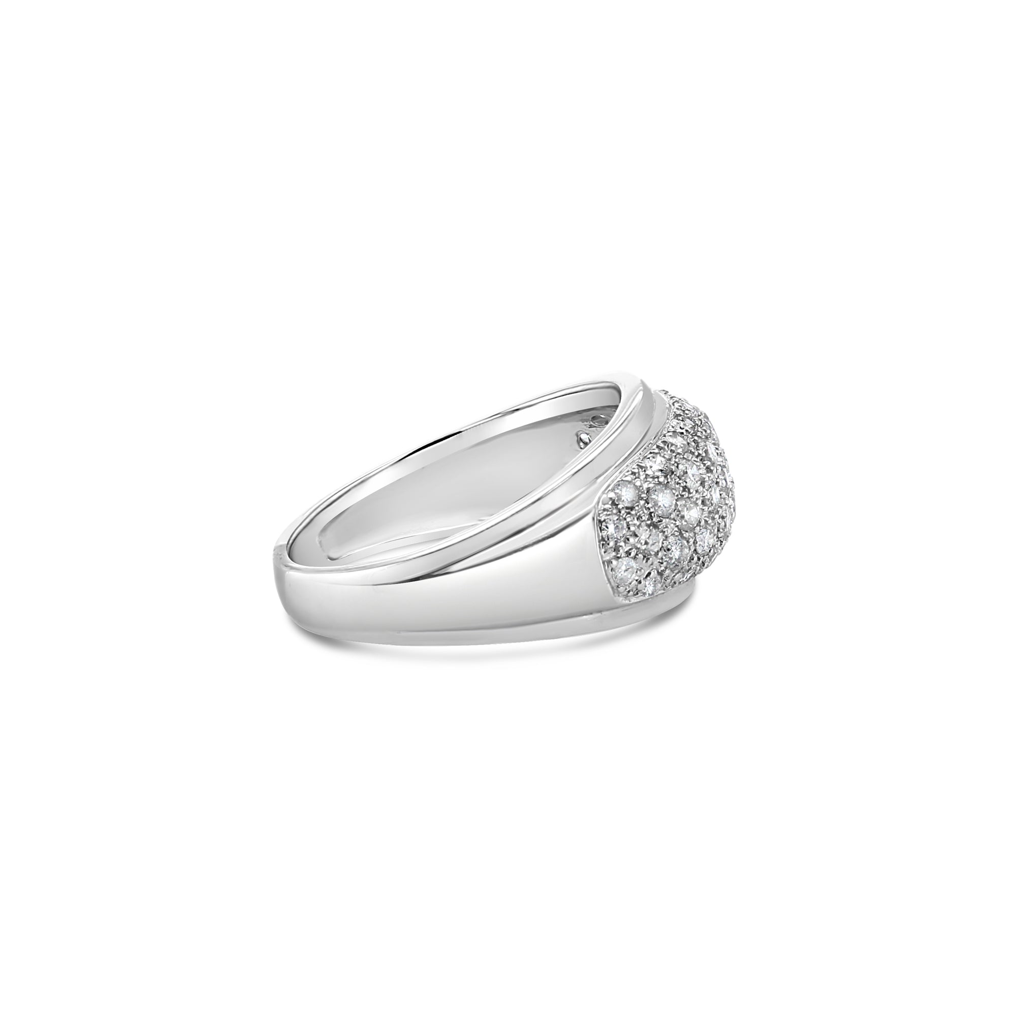 Anillo de diamantes pavé en racimo de oro blanco de 14 k