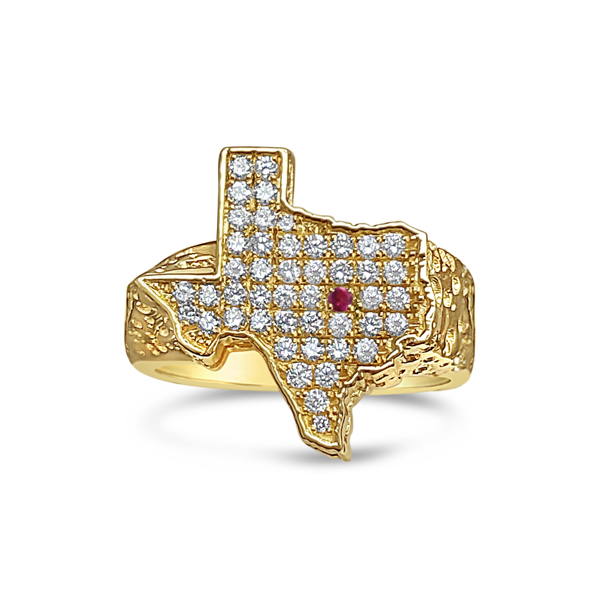 Anillo de pepita de diamante con forma de Texas