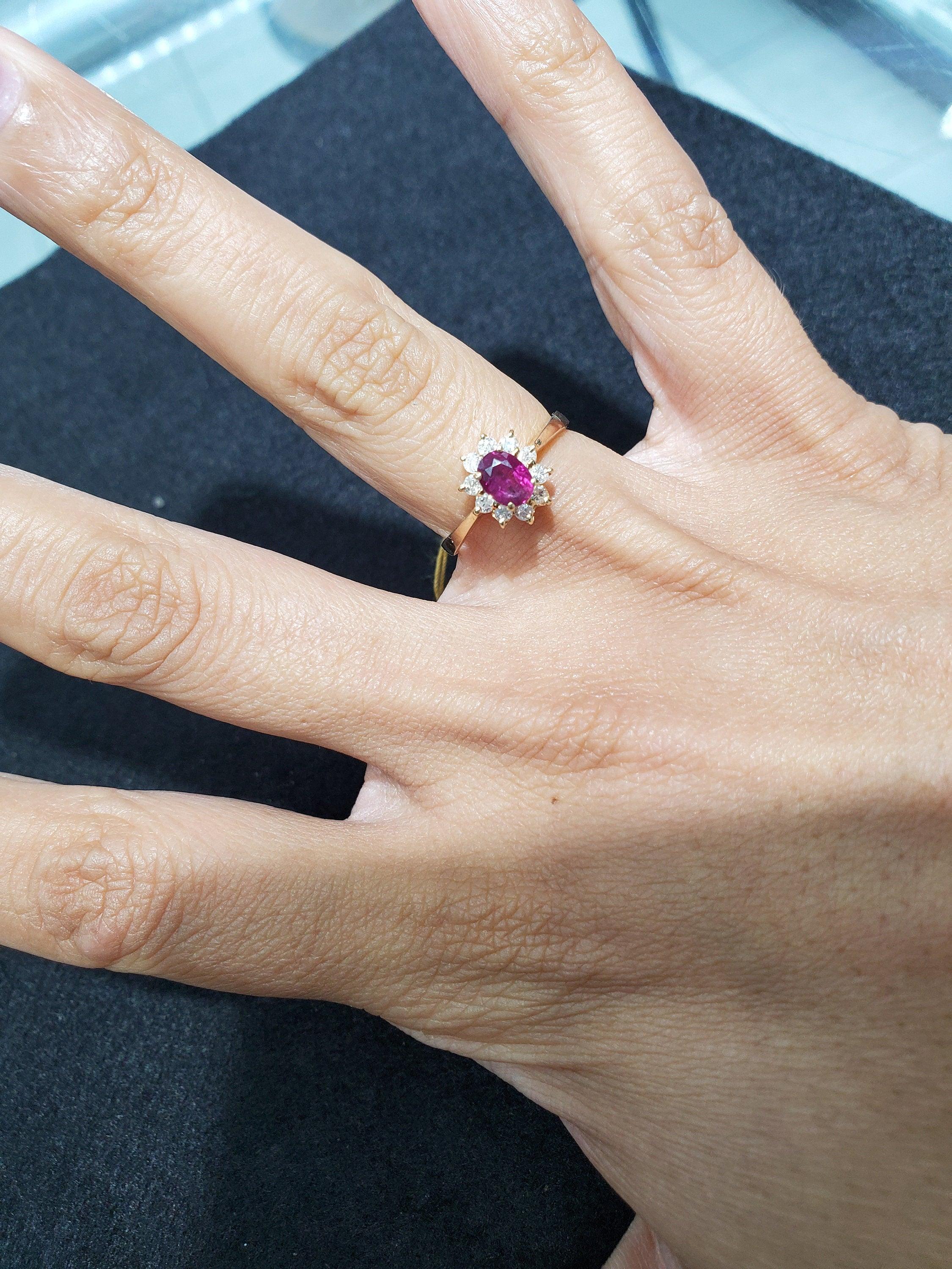 Ruby Diamond Halo Engagement Ring