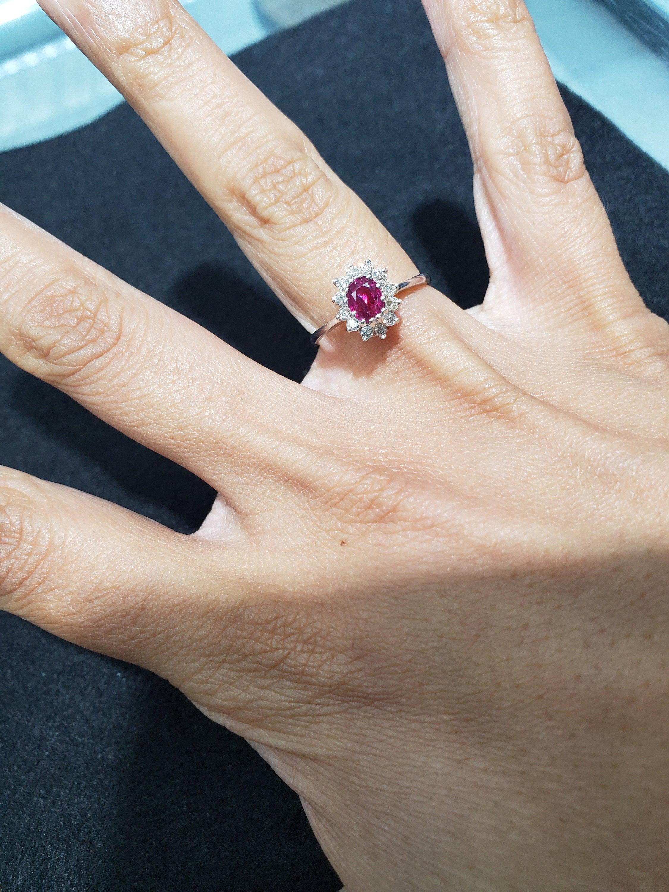 Ruby Diamond Halo Engagement Ring