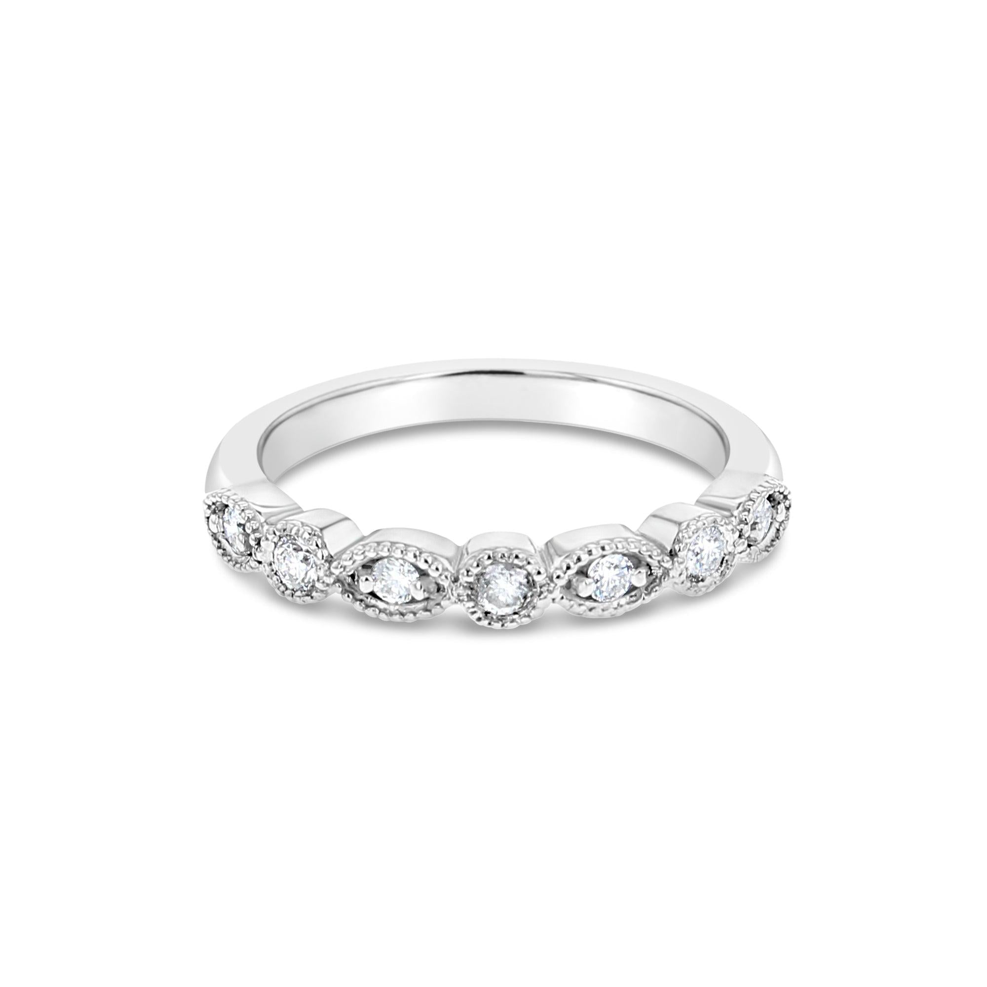 Stackable Vintage Diamond Ring .18cttw 14k White Gold