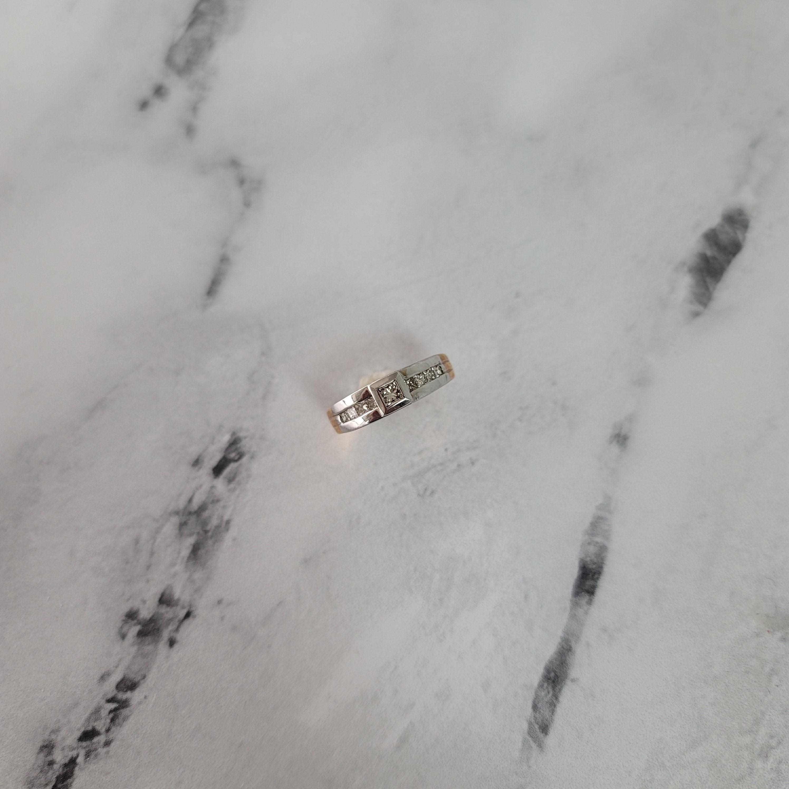 Two-Toned Princess Cut Diamond Wedding Band