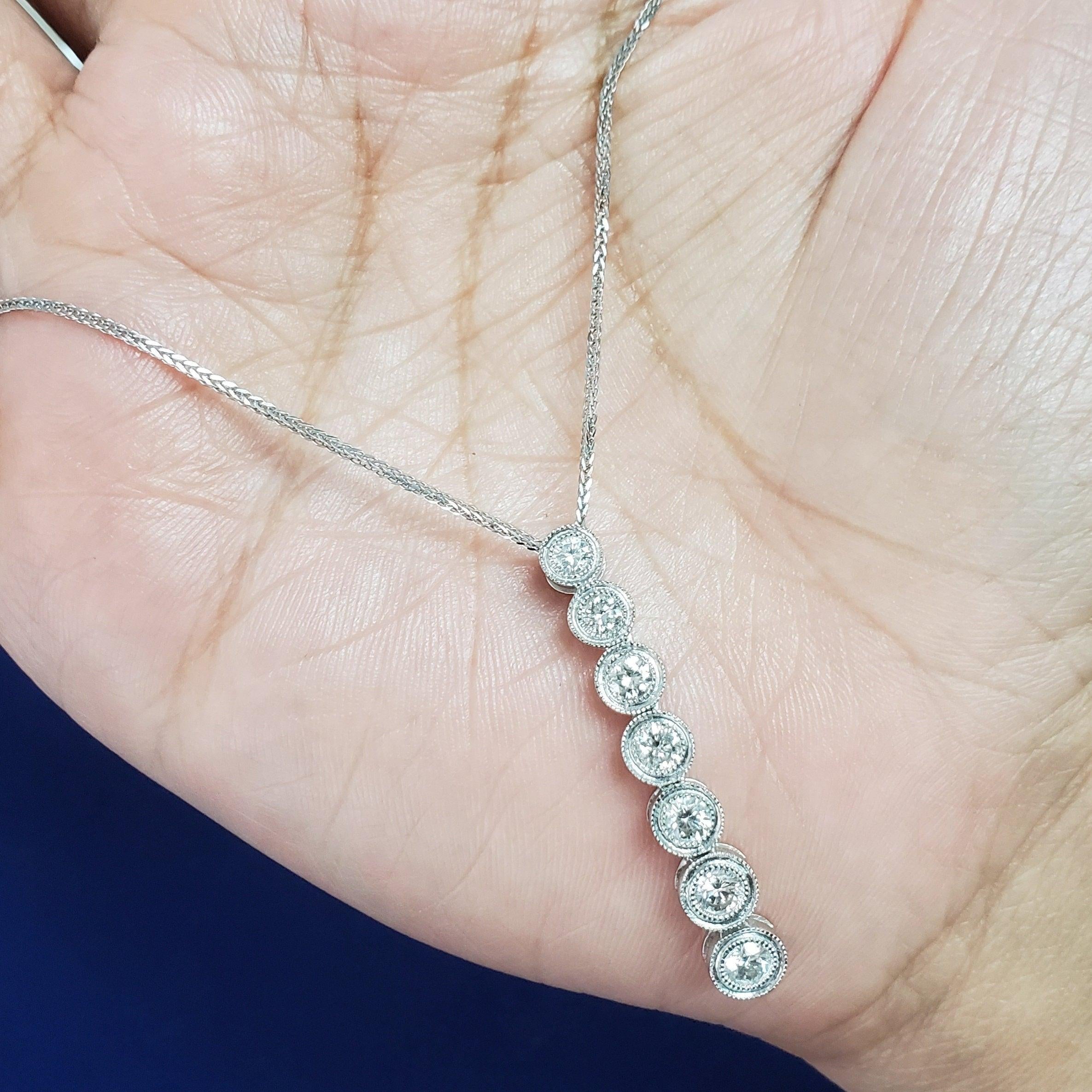 Vertical Bezel Set Diamond Necklace 1.50cttw 14K White Gold