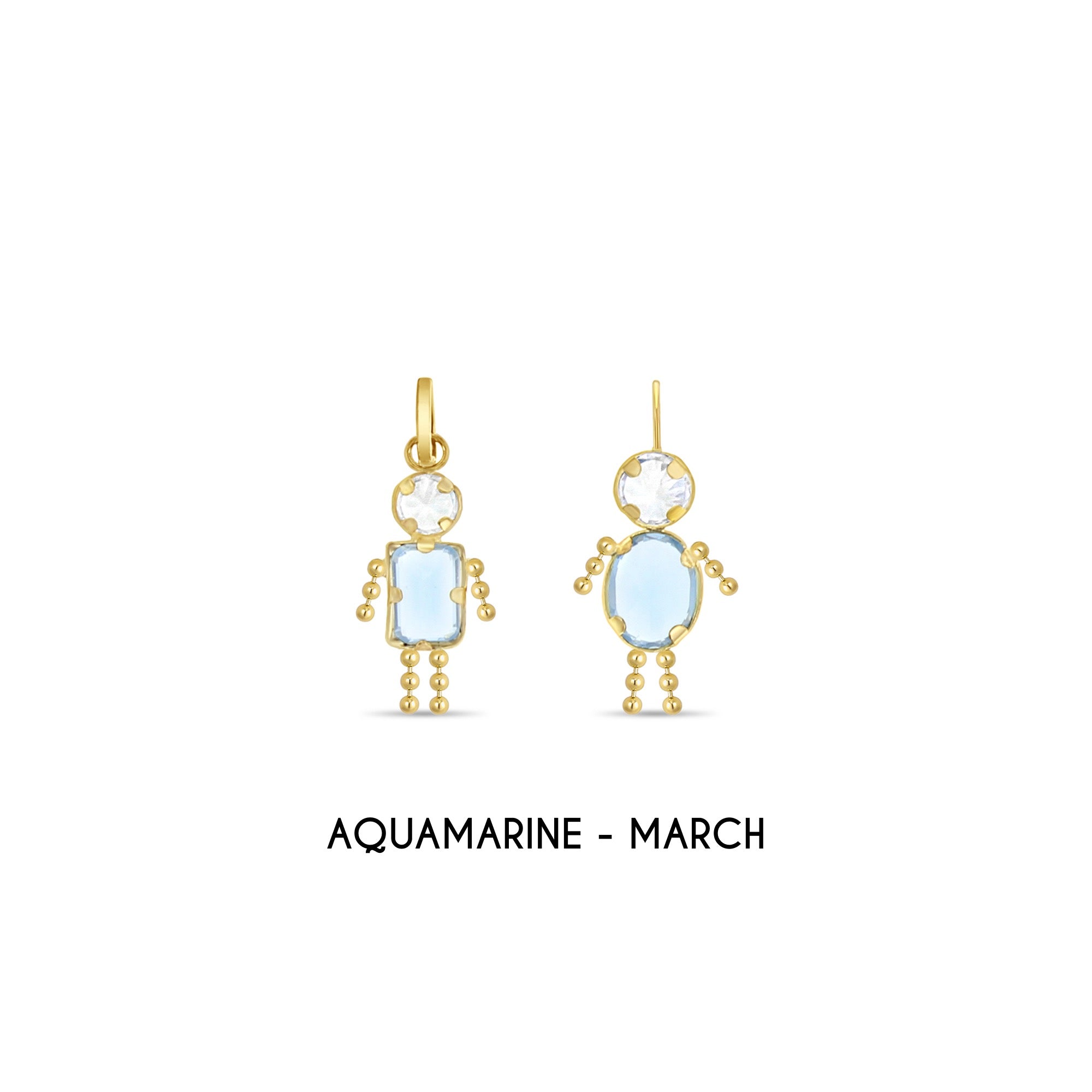 Dijes vintage con piedra de nacimiento para bebé en oro amarillo de 14 k