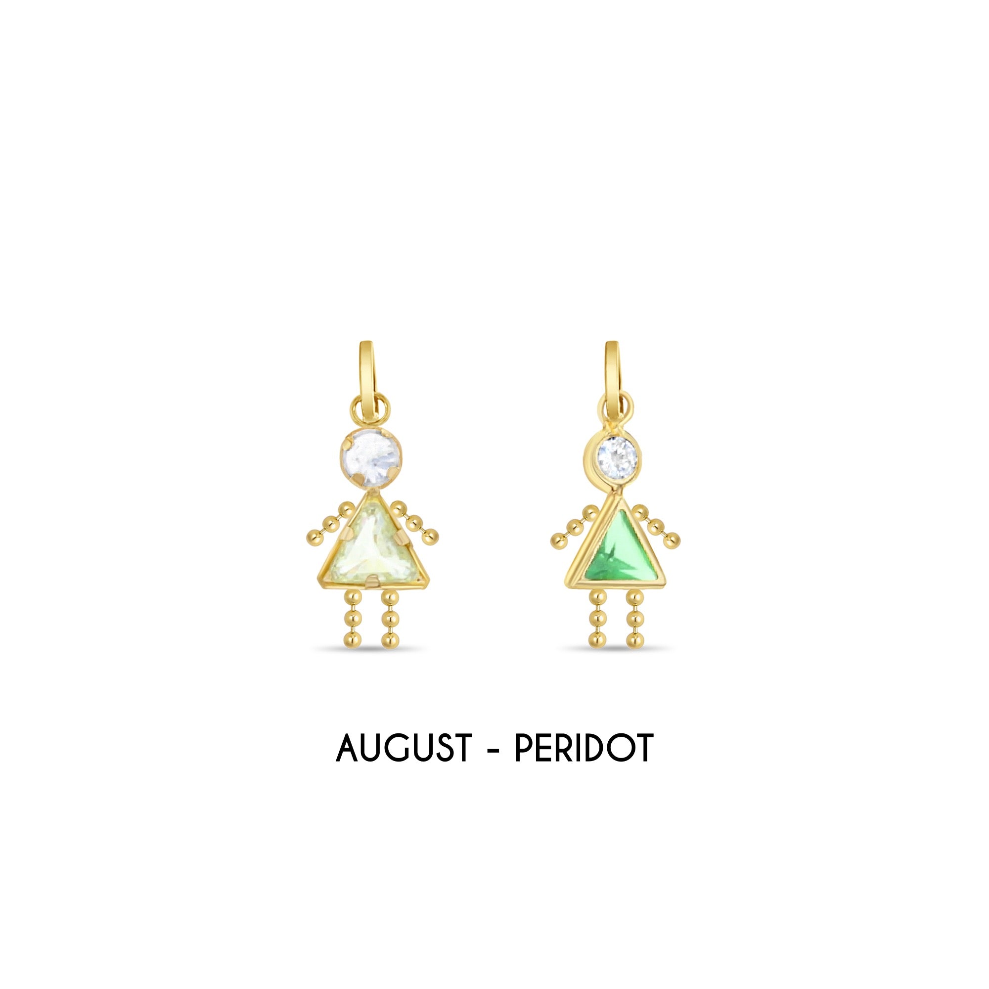 Dijes vintage con piedra de nacimiento para bebé en oro amarillo de 14 k
