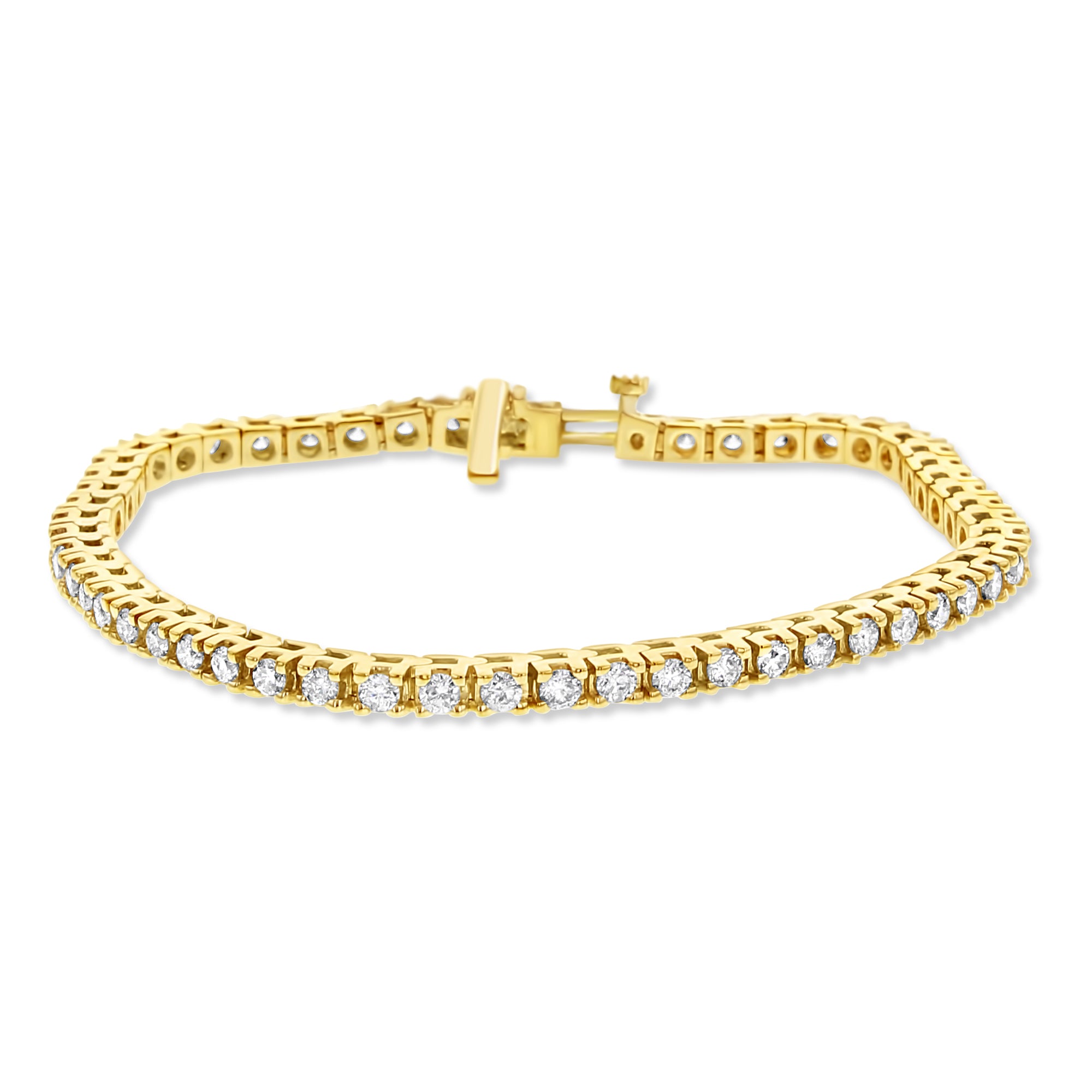 Pulsera de tenis con diamantes de 3 quilates en oro amarillo de 14 k