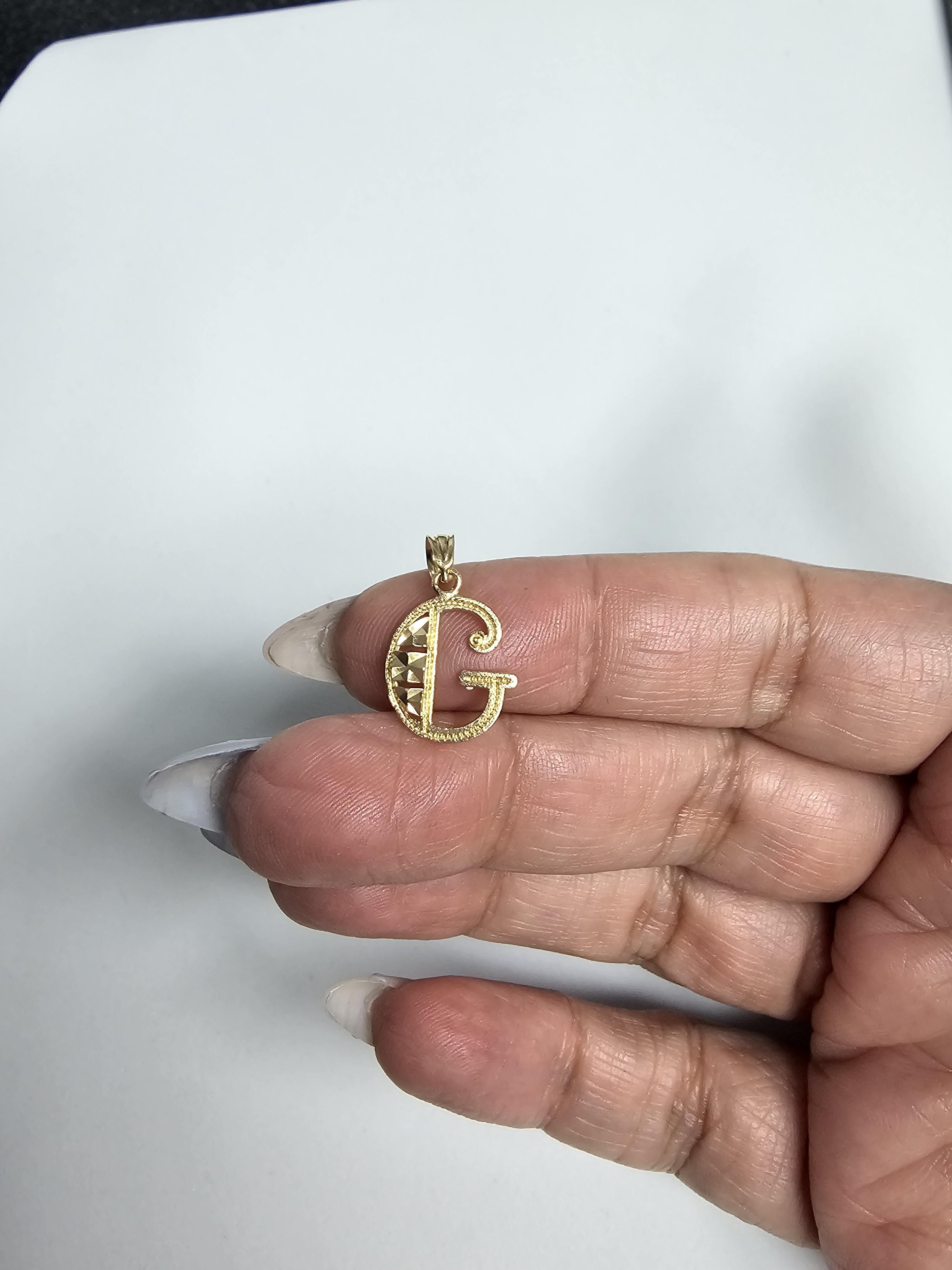 Initial 'G' Gold Necklace 14k Yellow Gold