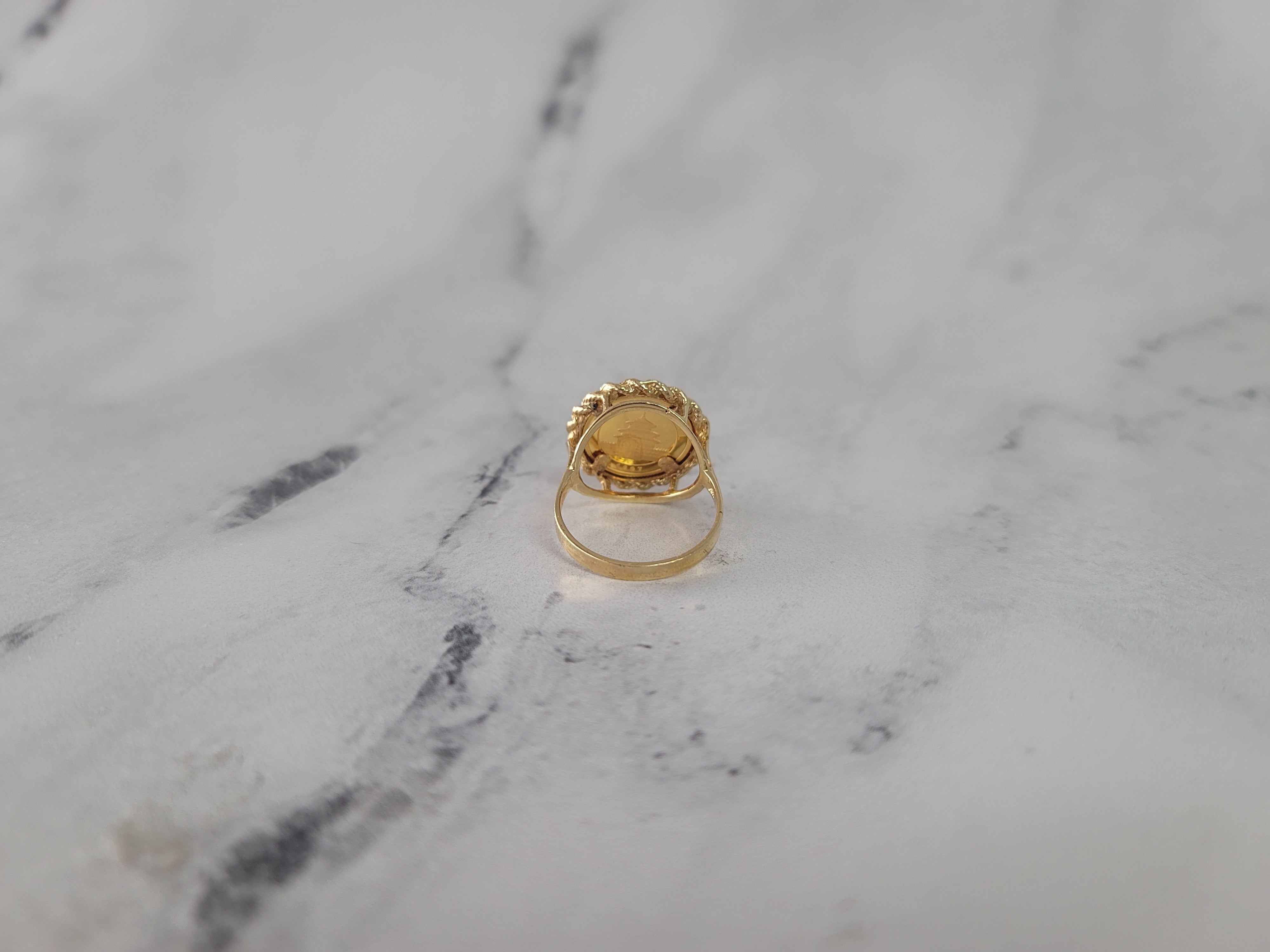 Anillo con forma de cuerda de oro fino de 14 k con forma de panda de 1/20 oz
