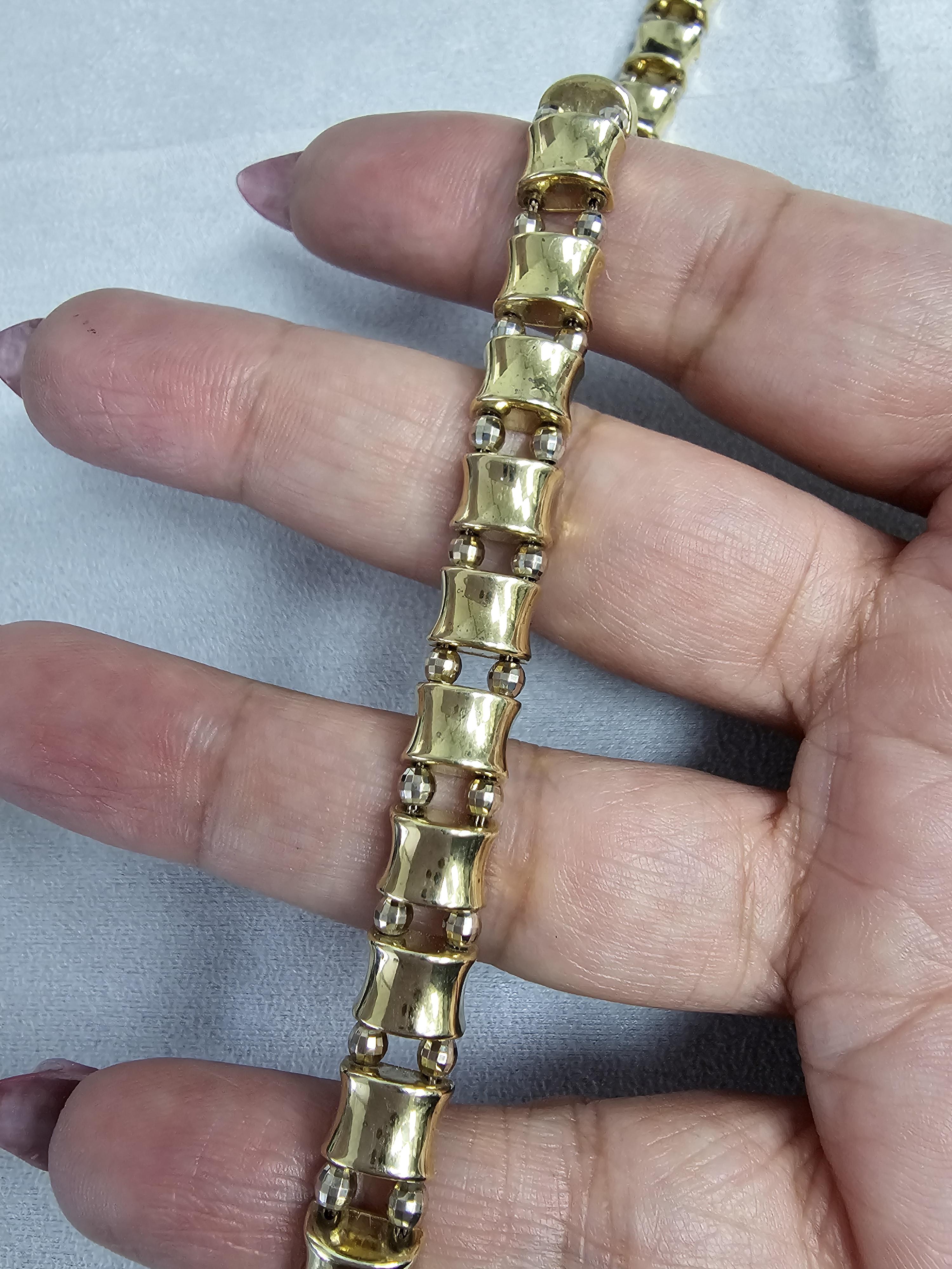 Polished Bar with Diamond Cut Accents 14k Yellow Gold