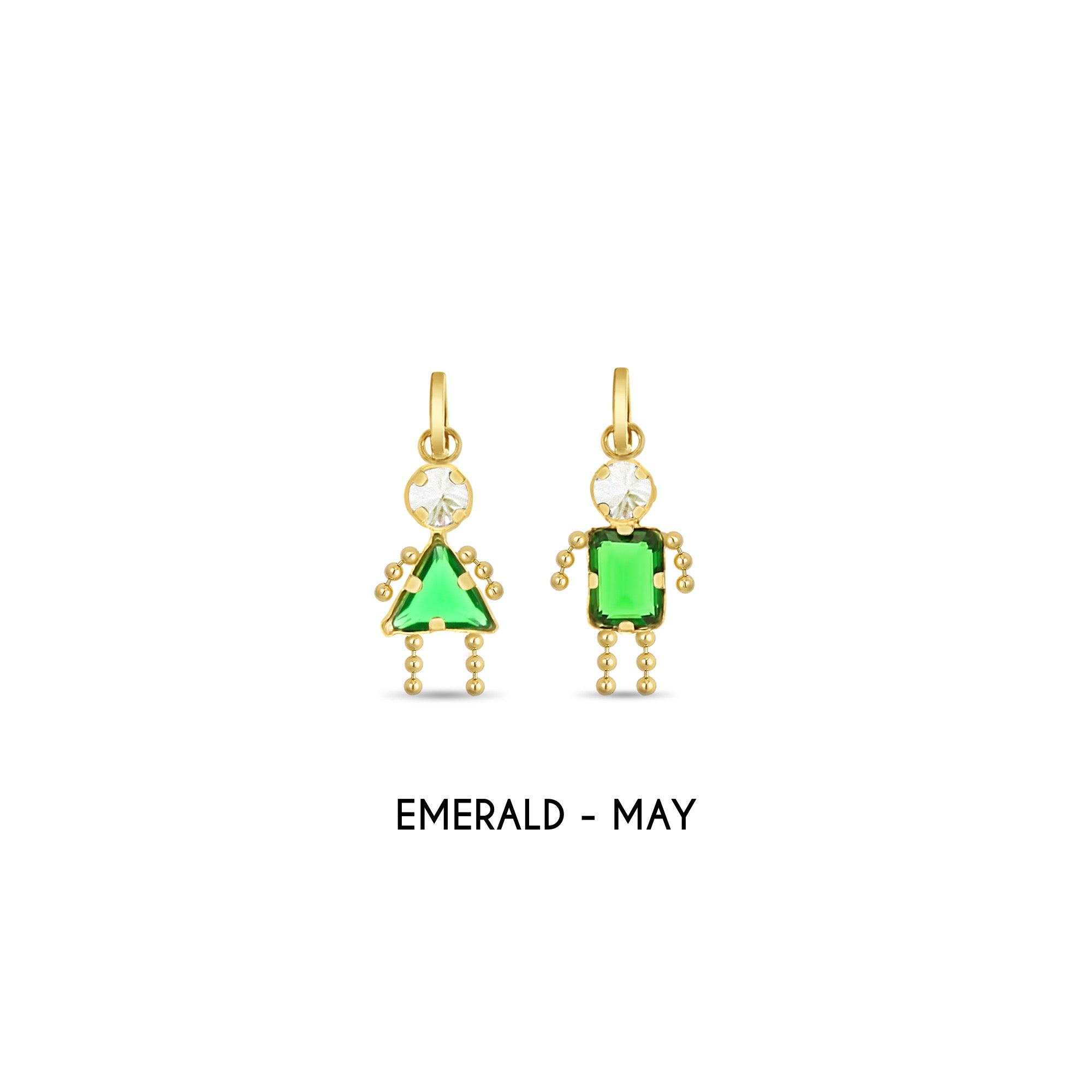 Dijes vintage con piedra de nacimiento para bebé en oro amarillo de 14 k