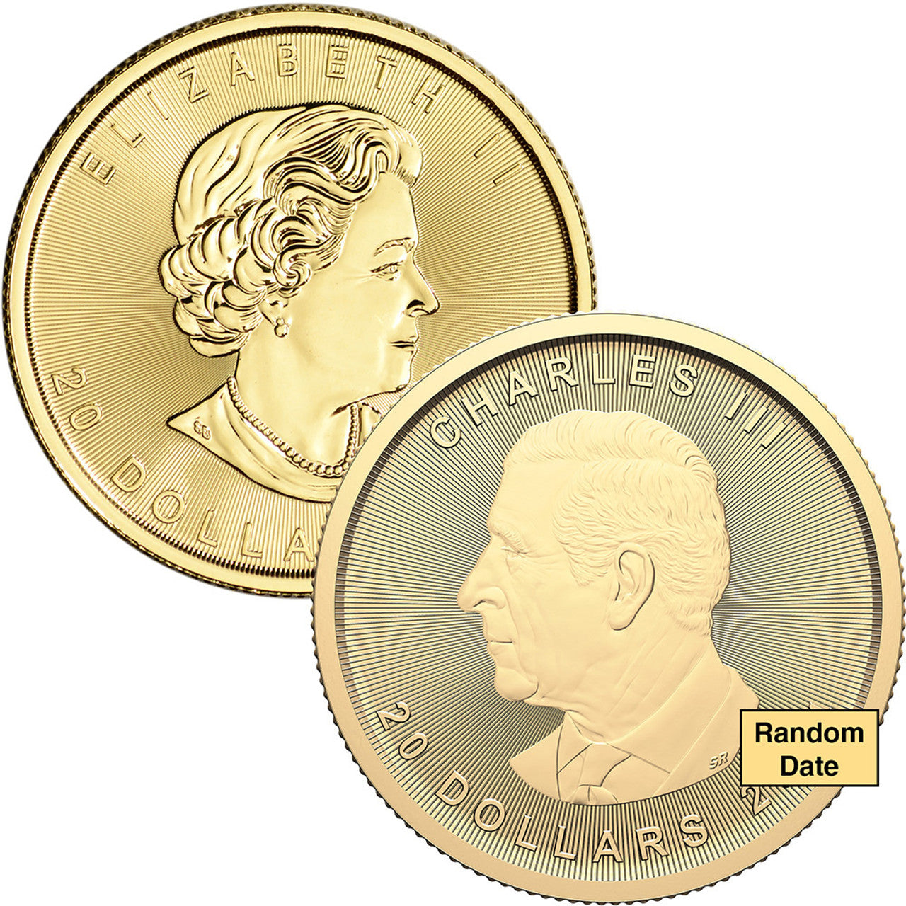 Collar con moneda de hoja de arce canadiense de 1/2 oz con bisel pulido en oro amarillo de 14 k