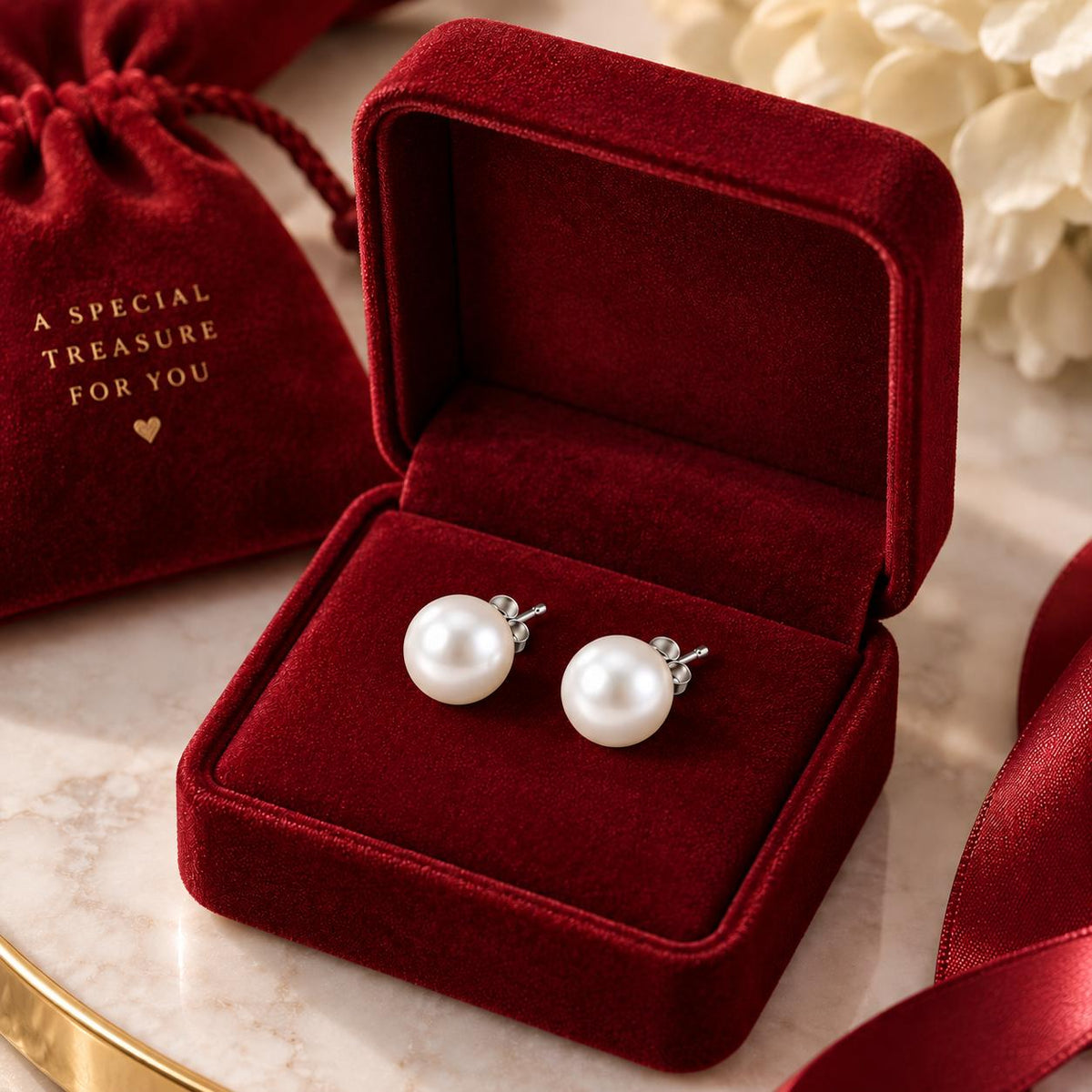 8MM - 8.5MM Cultured Pearl Studs 14k White Gold